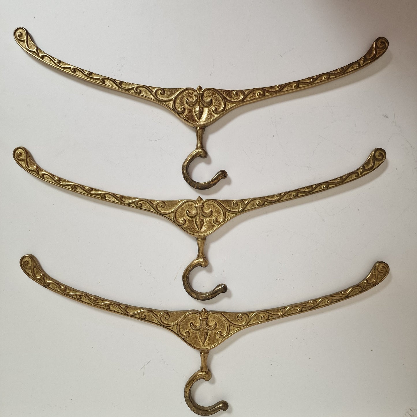 Luxury Brass Coat Hangers, Regency Fleur Design (Set of 3)