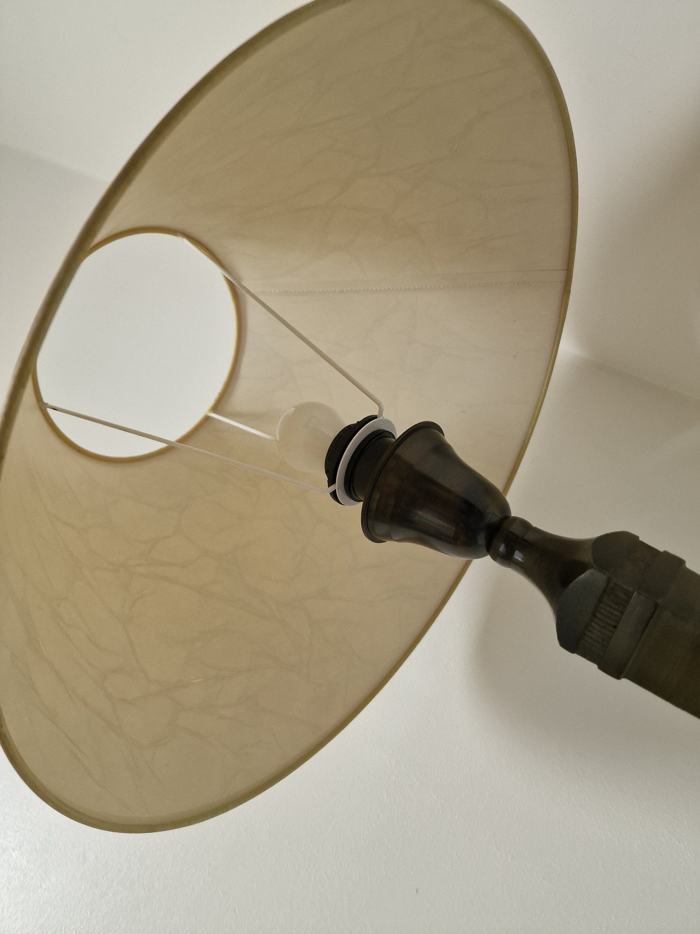 XL Dutch Design Brass Table Lamp with Silk Velvet Shade