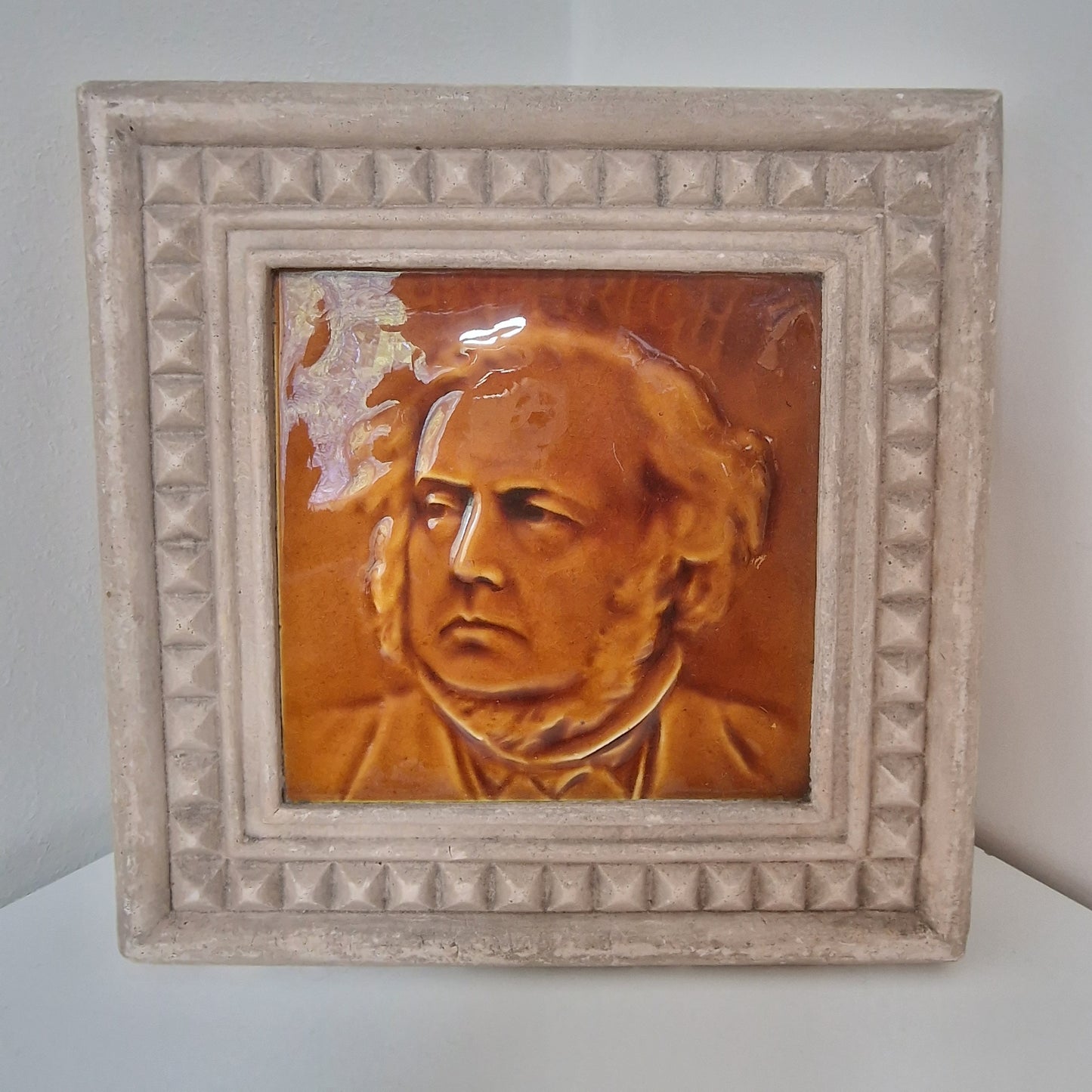 J.C. Edwards Ruabon Tile, John Bright Portrait, Framed Art Nouveau