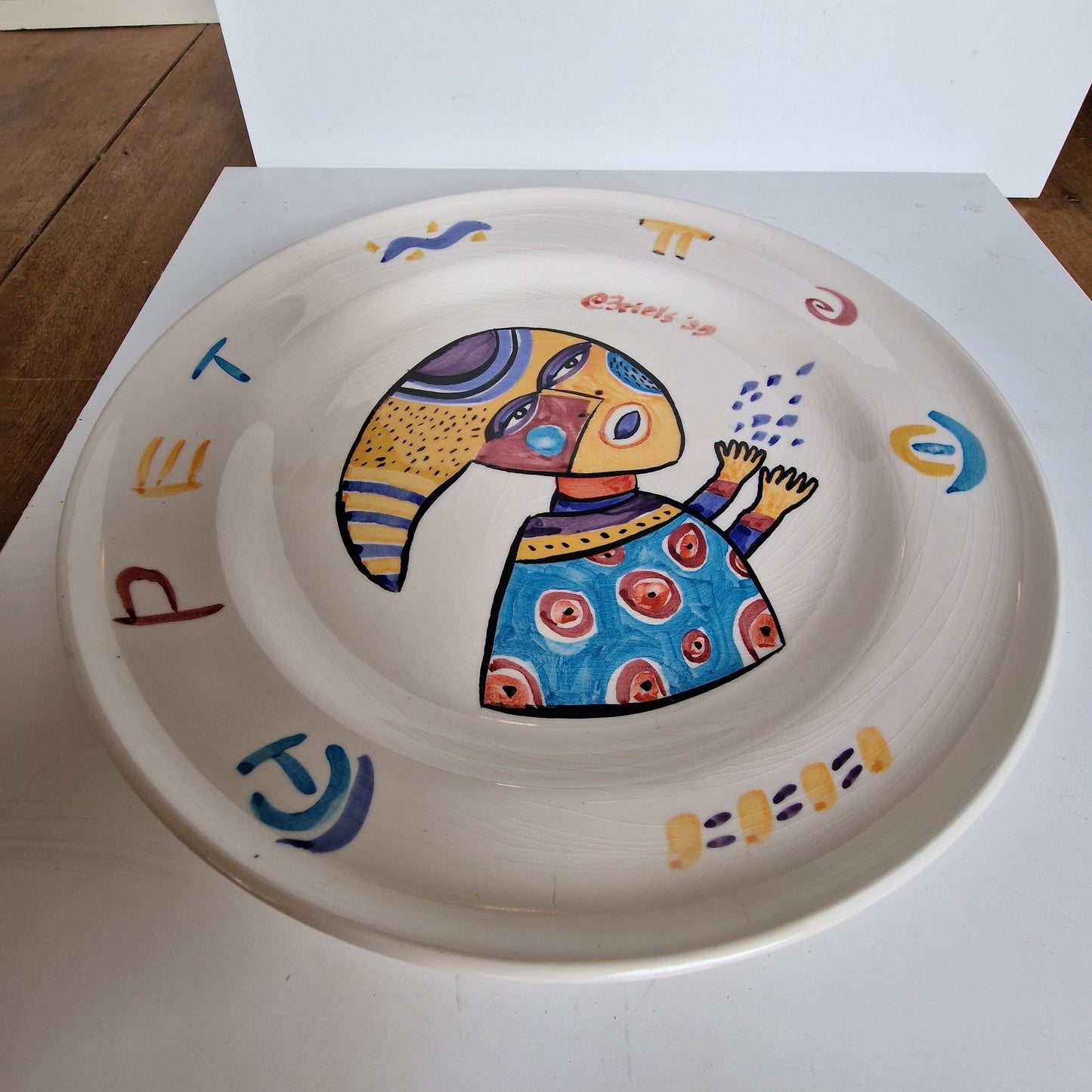 clemens Briels, XXL plate, artist handpainted large plate platter art handbeschilderd RARE authentic original