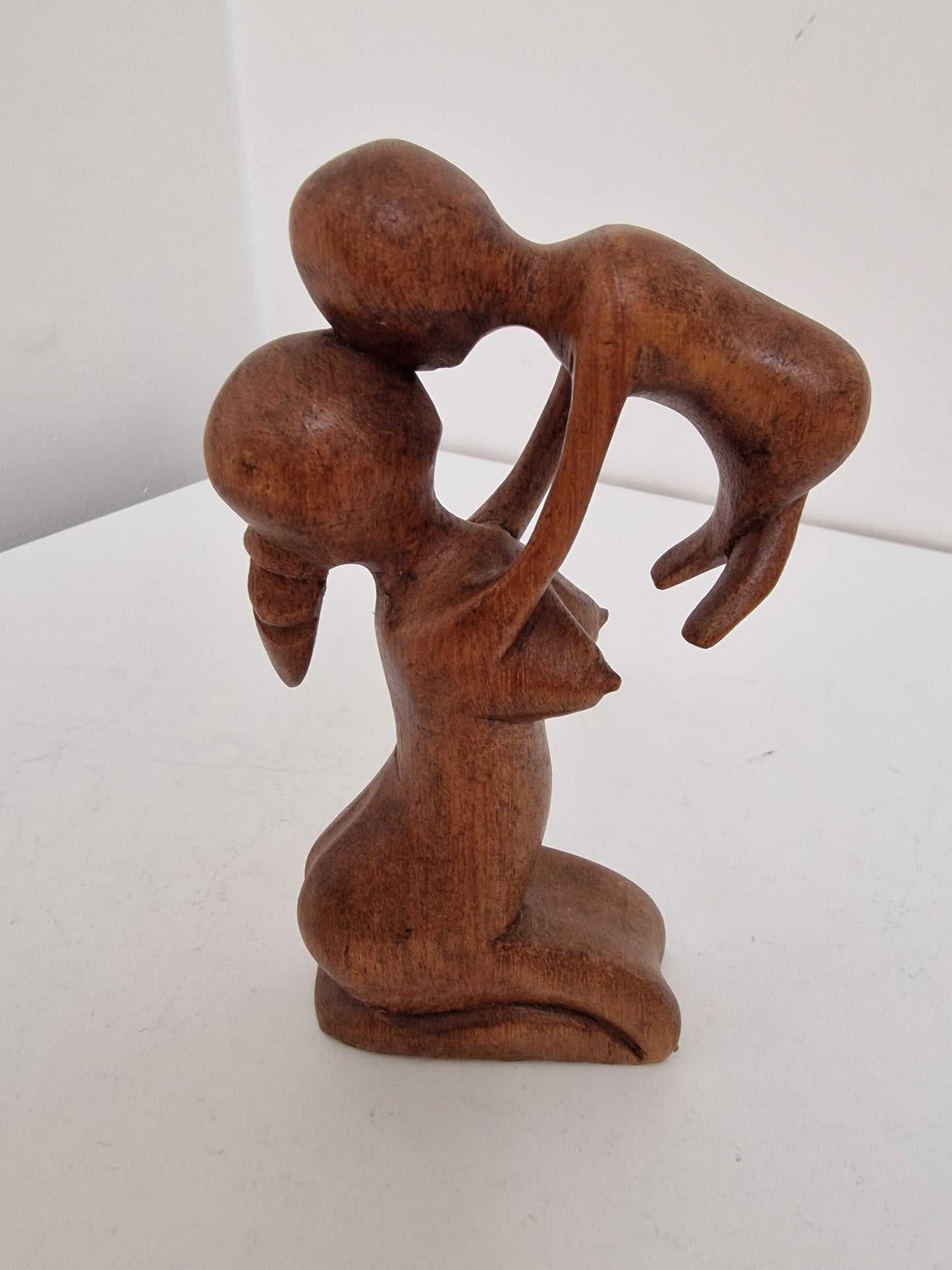 African Wood Mother and Child Sculpture, Rustic Home Decor
