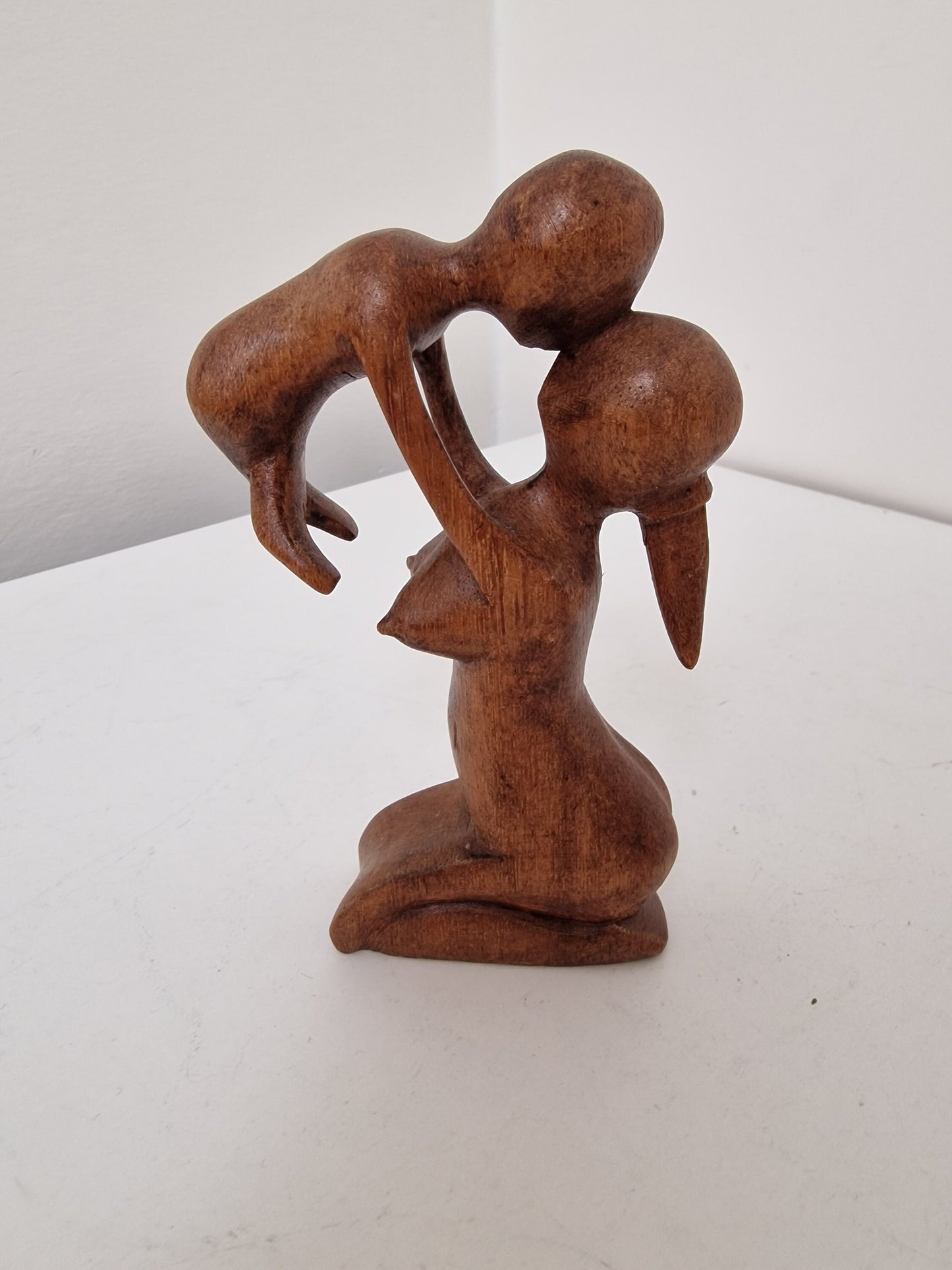 African Wood Mother and Child Sculpture, Rustic Home Decor