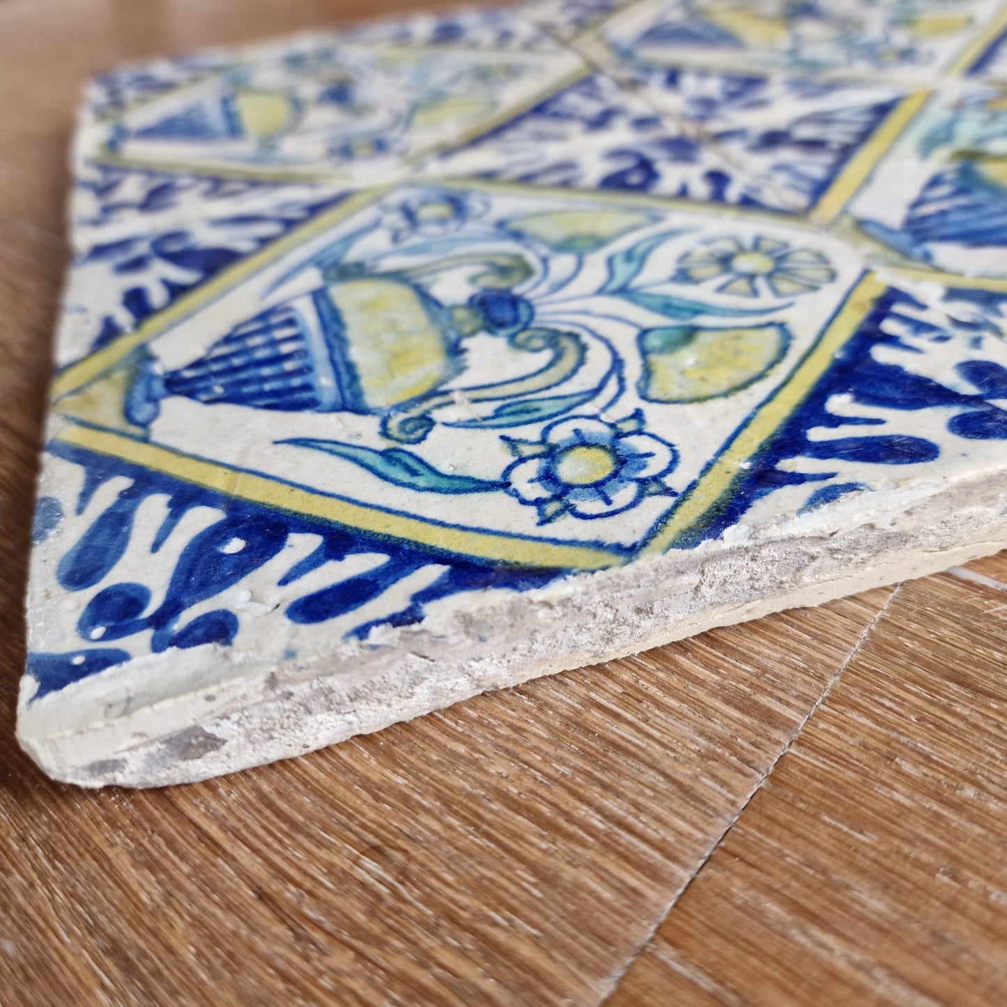 Antique Dutch Majolica Tile Set , Floral Vase, 17th Century