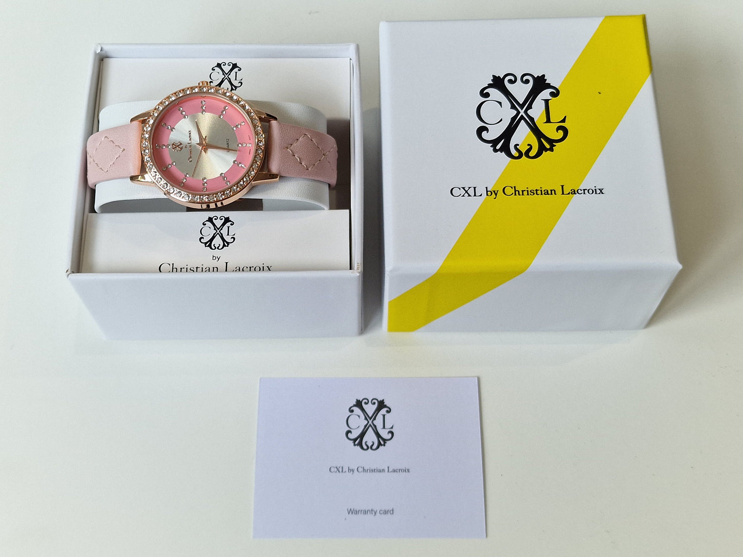 Christian Lacroix, Authentic, fancy barbie pink crystal Women French Quartz Watch RoseGold leather crystal girls shiny chunky bubble jewels
