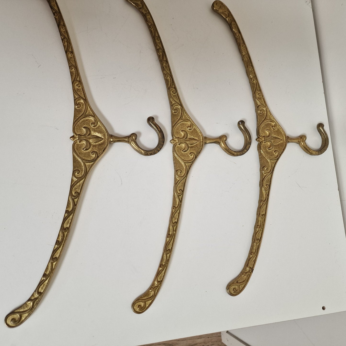 Luxury Brass Coat Hangers, Regency Fleur Design (Set of 3)