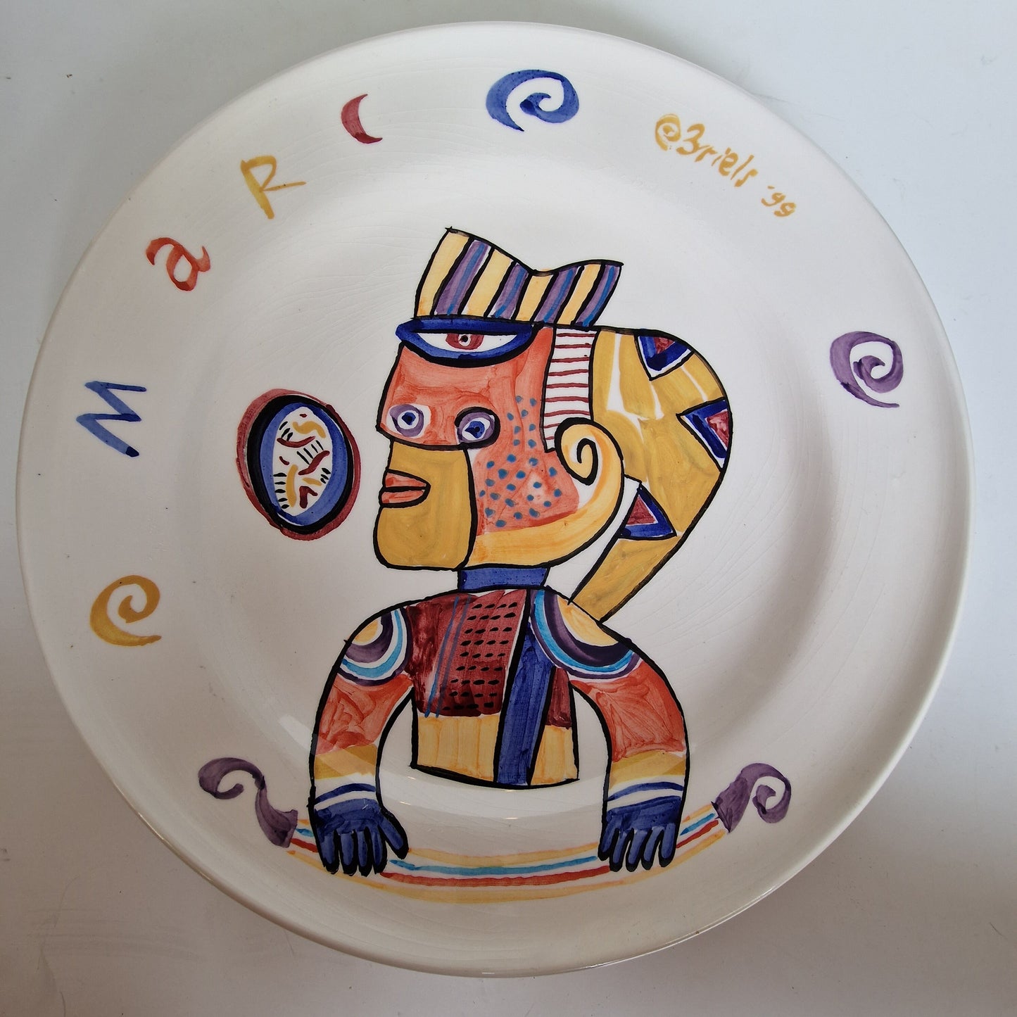 Clemens Briels XXL plate platter art handbeschilderd RARE authentic original