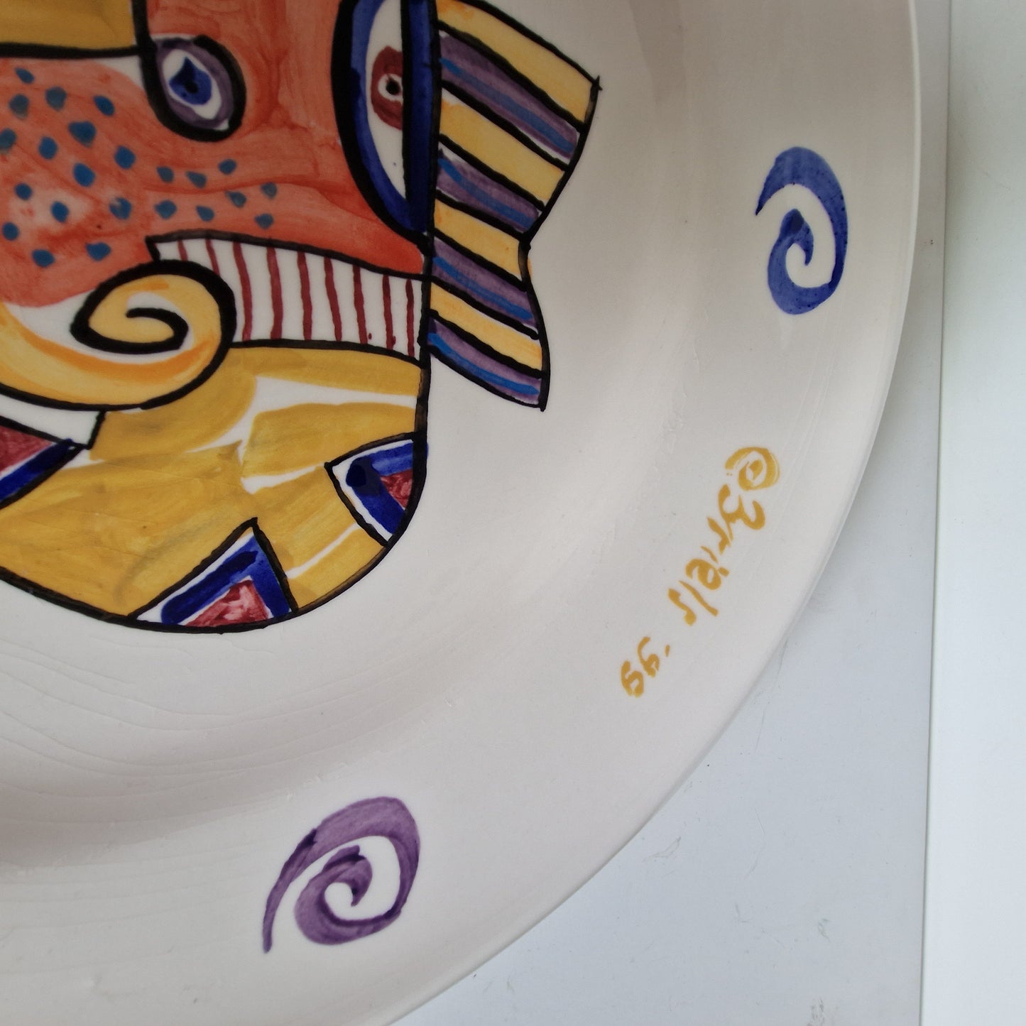 Clemens Briels XXL plate platter art handbeschilderd RARE authentic original