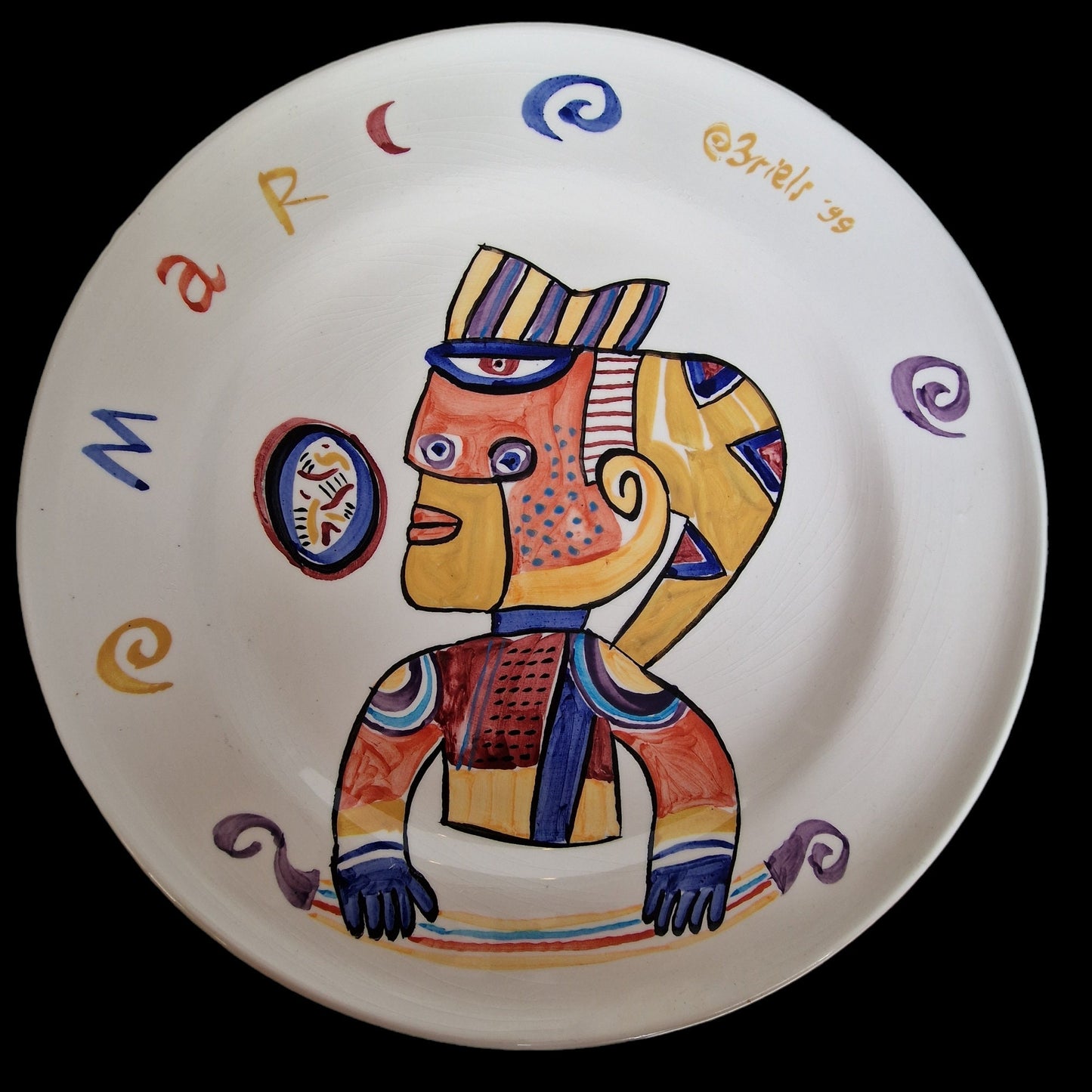 Clemens Briels XXL plate platter art handbeschilderd RARE authentic original