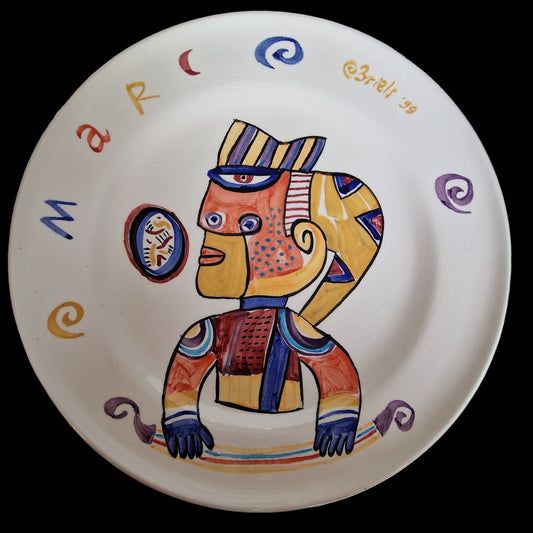 Clemens Briels XXL plate platter art handbeschilderd RARE authentic original