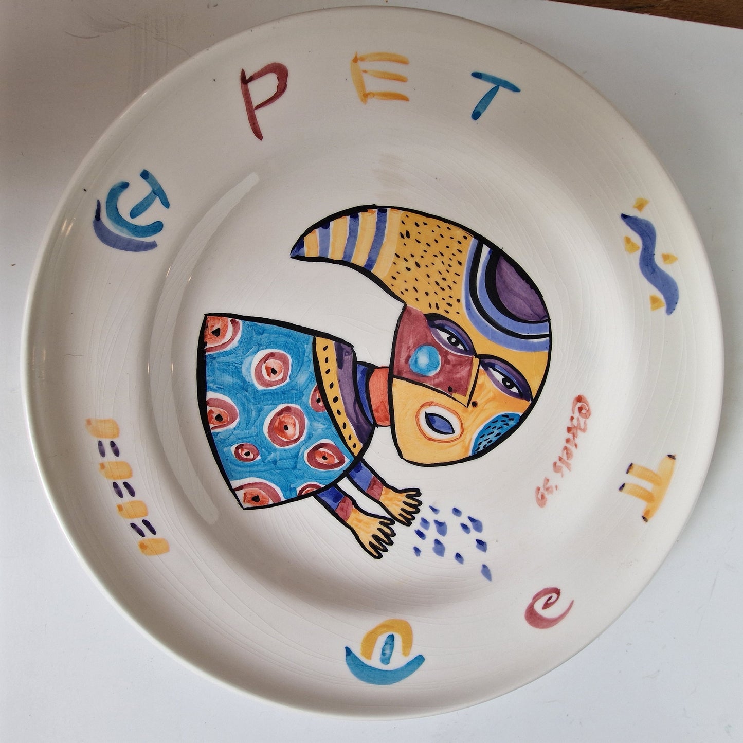 clemens Briels, XXL plate, artist handpainted large plate platter art handbeschilderd RARE authentic original
