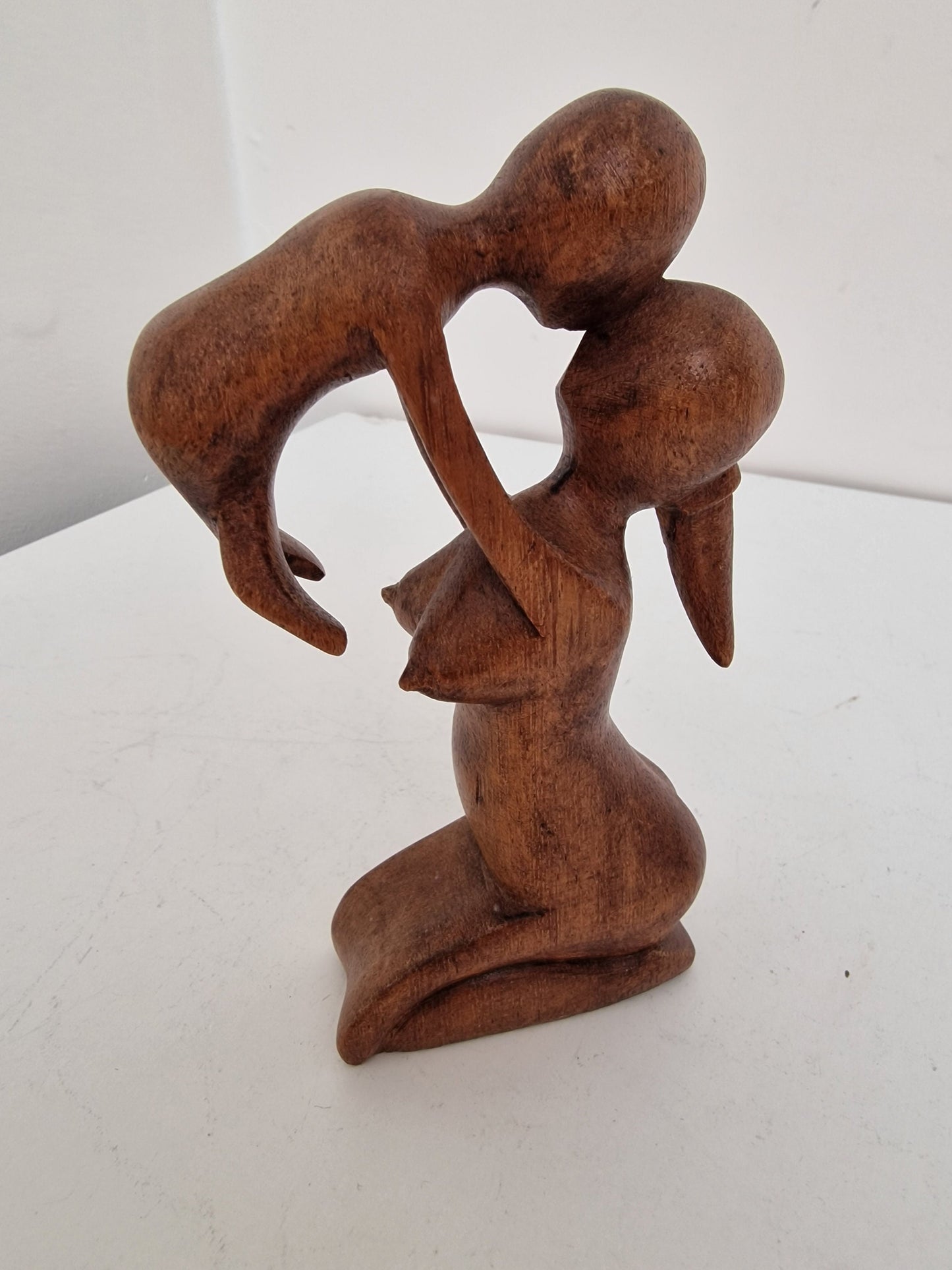 African Wood Mother and Child Sculpture, Rustic Home Decor