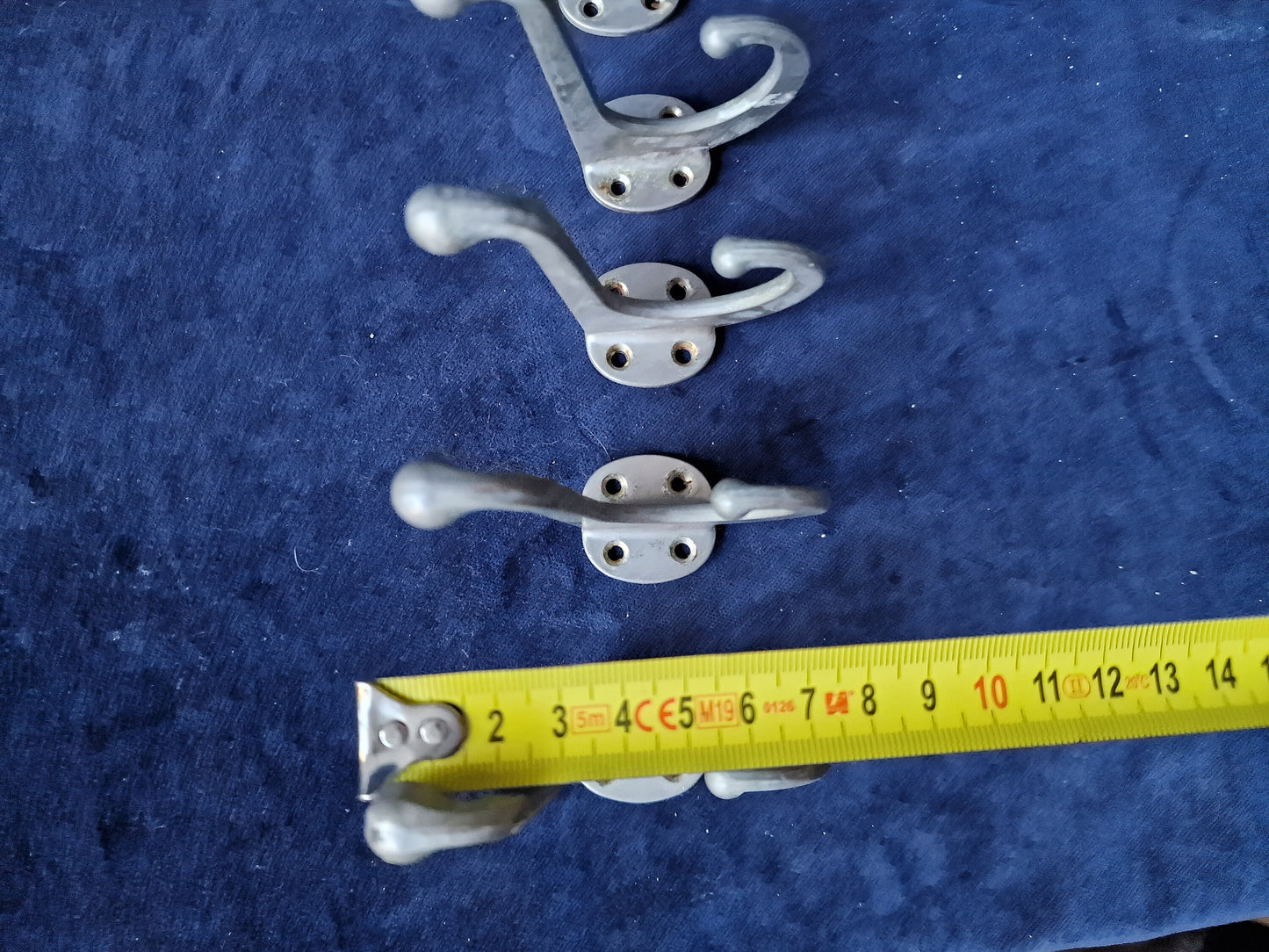 Vintage Dutch Coat Hooks Set of 5, Art Deco Double Hooks