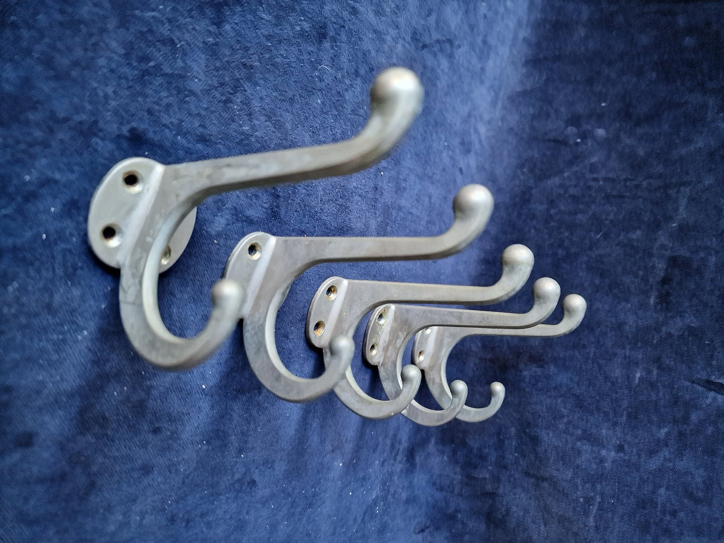 Vintage Dutch Coat Hooks Set of 5, Art Deco Double Hooks