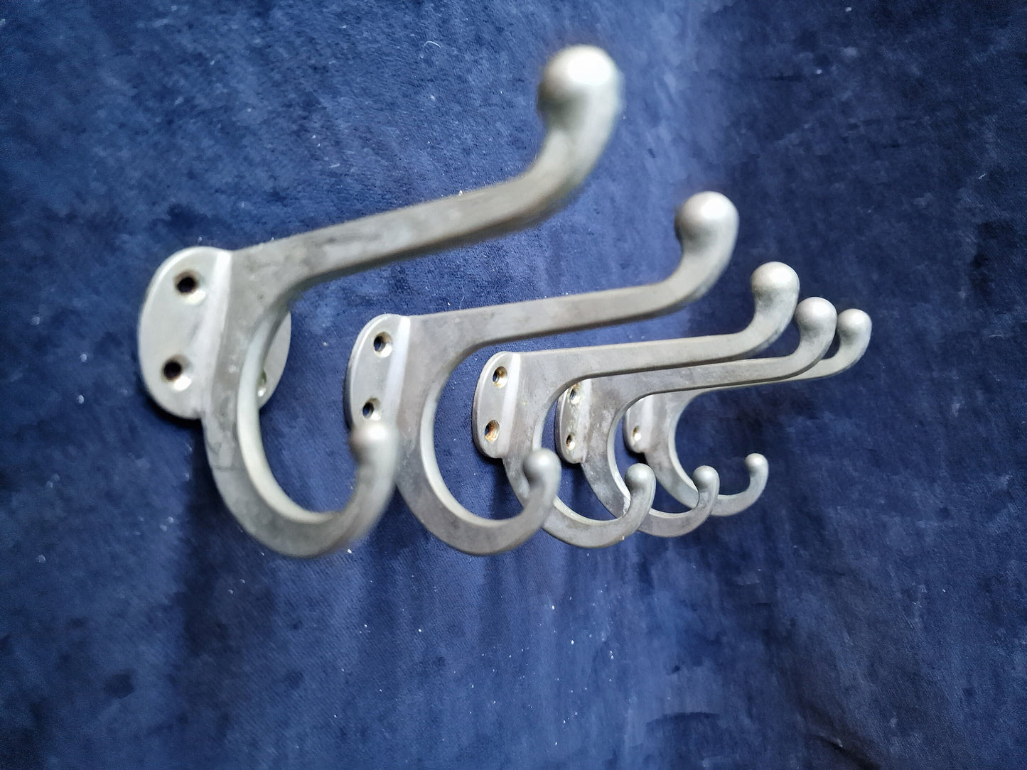 Vintage Dutch Coat Hooks Set of 5, Art Deco Double Hooks