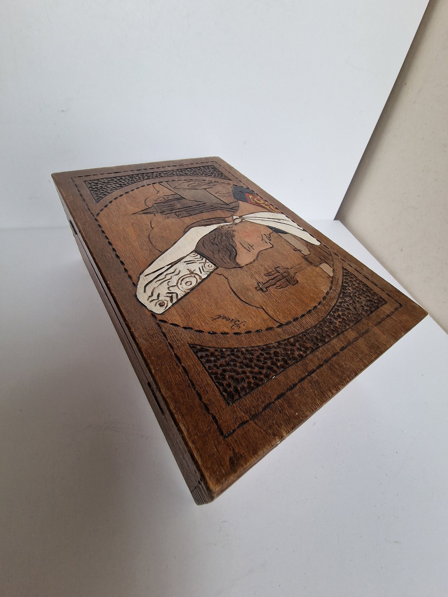 Handcarved Art Nouveau Storage Box, ca 1920