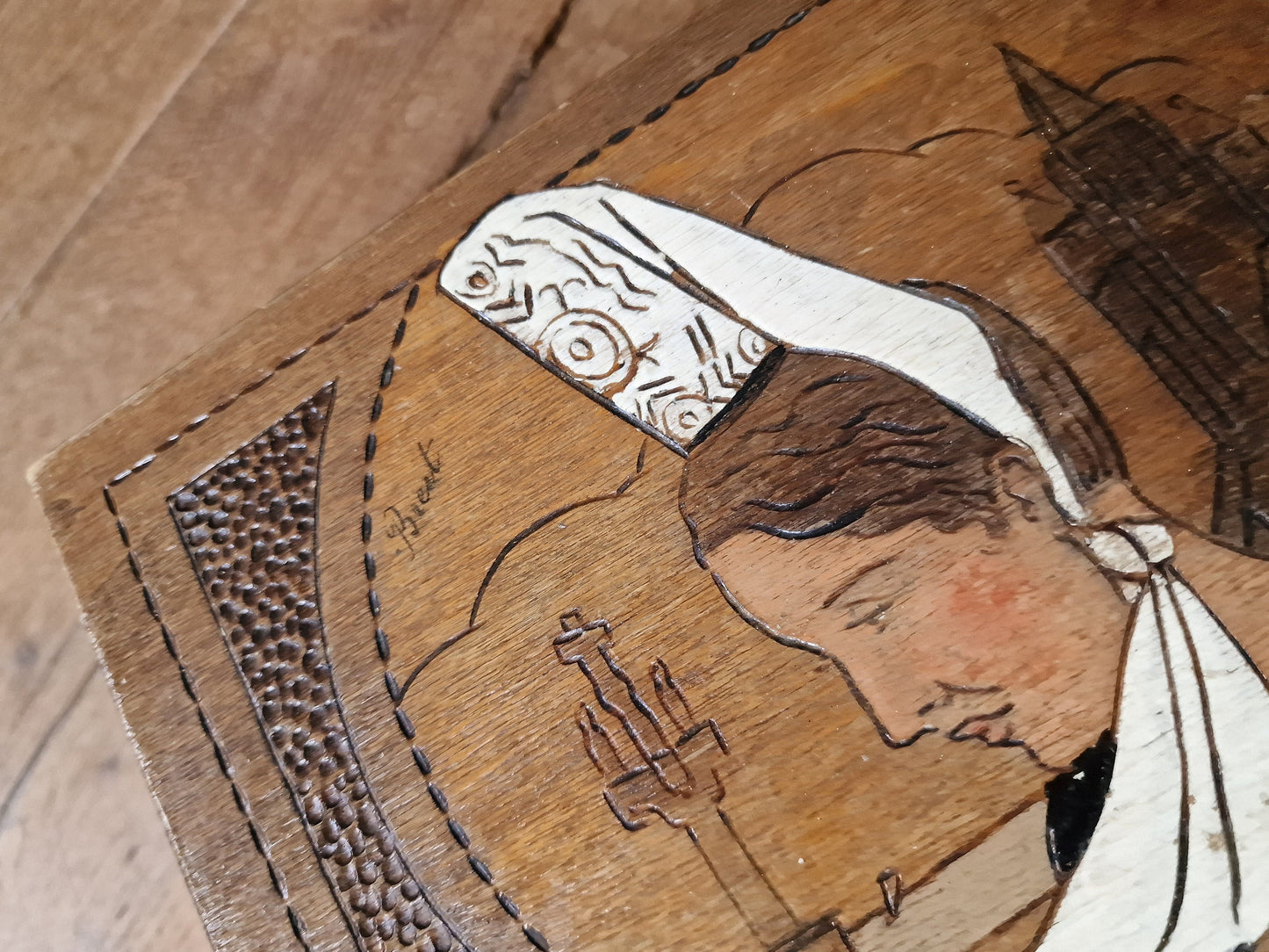 Handcarved Art Nouveau Storage Box, ca 1920