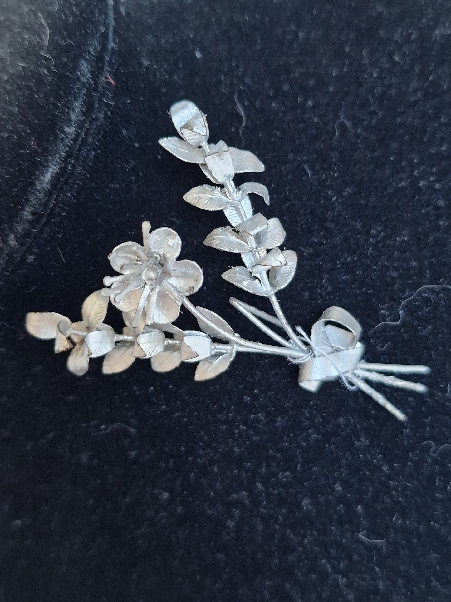 Silver Myrtle Leaf Bridal Crown and Groom Corsage, Charleston Period