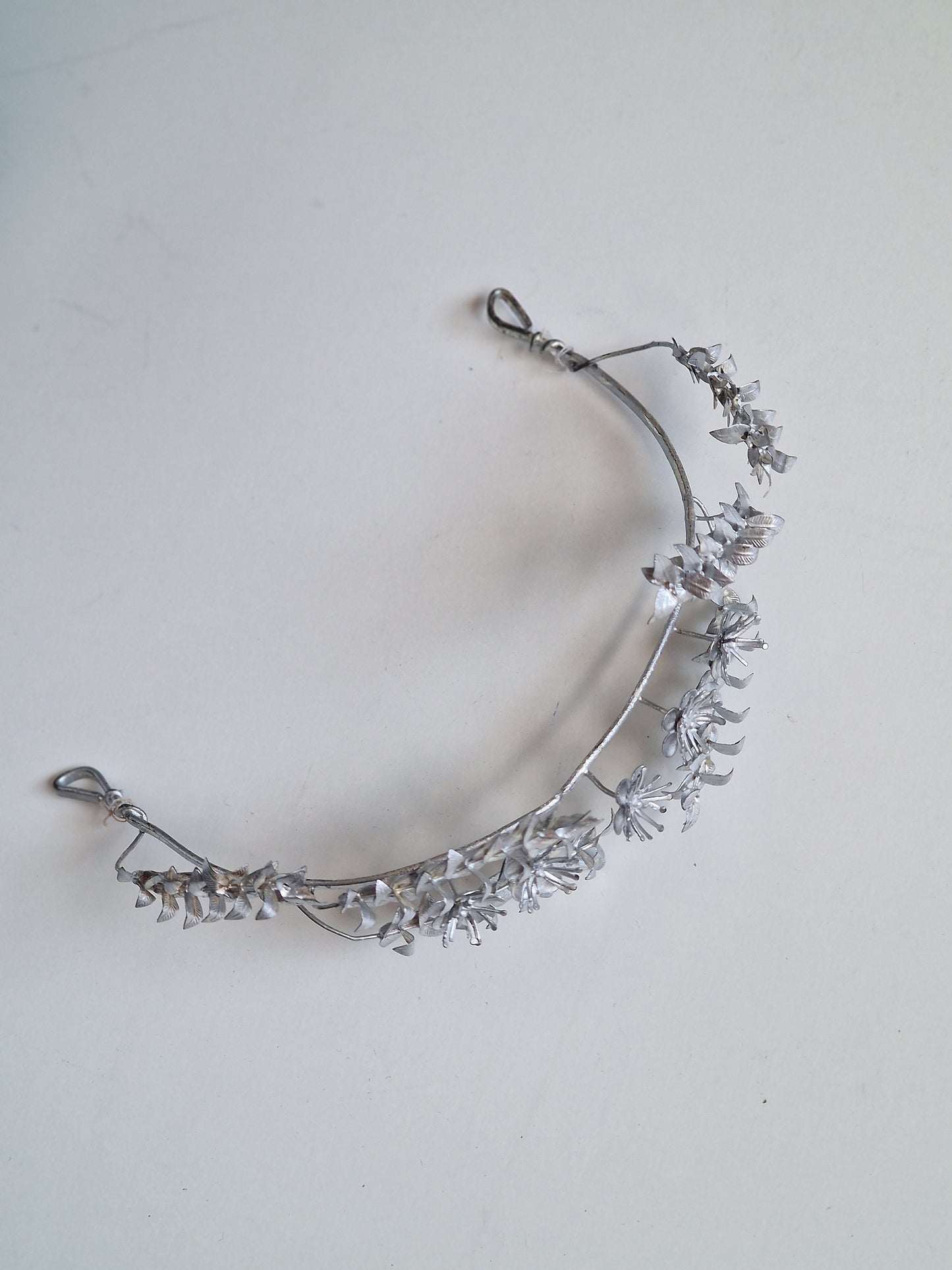 Silver Myrtle Leaf Bridal Crown and Groom Corsage, Charleston Period