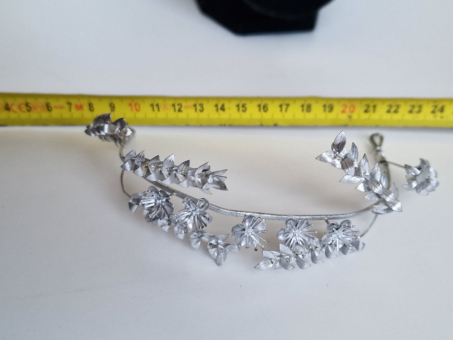 Silver Myrtle Leaf Bridal Crown and Groom Corsage, Charleston Period