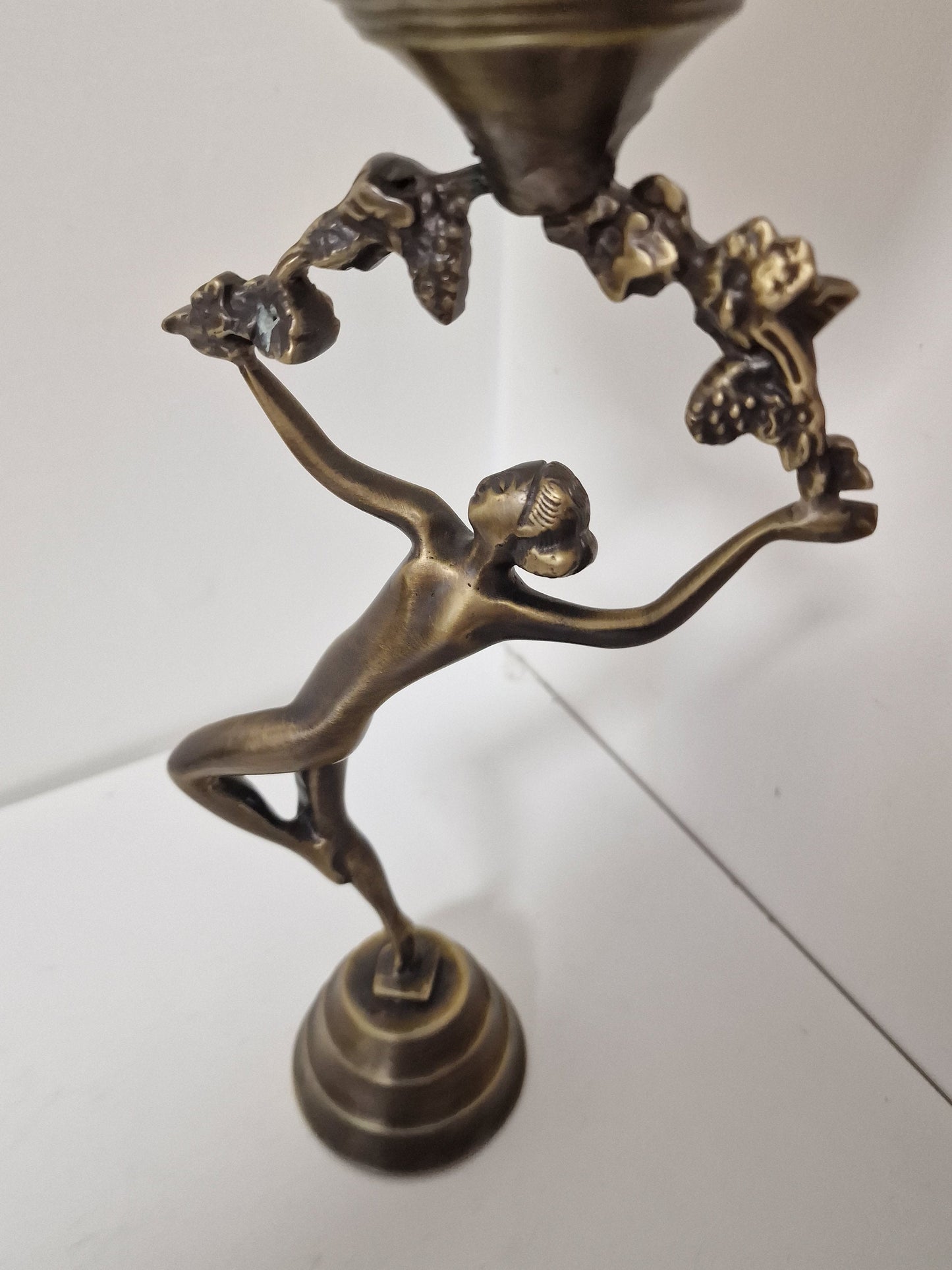 Art Nouveau Bronze Ostrich Egg Candleholder, Austrian Fauvism Decor