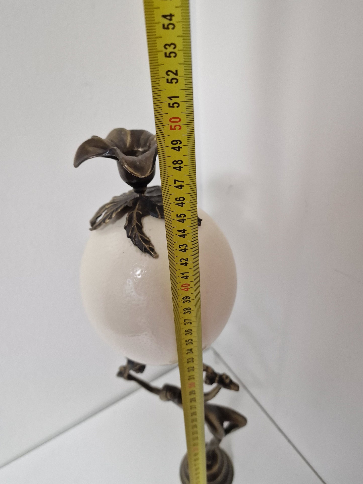 Art Nouveau Bronze Ostrich Egg Candleholder, Austrian Fauvism Decor