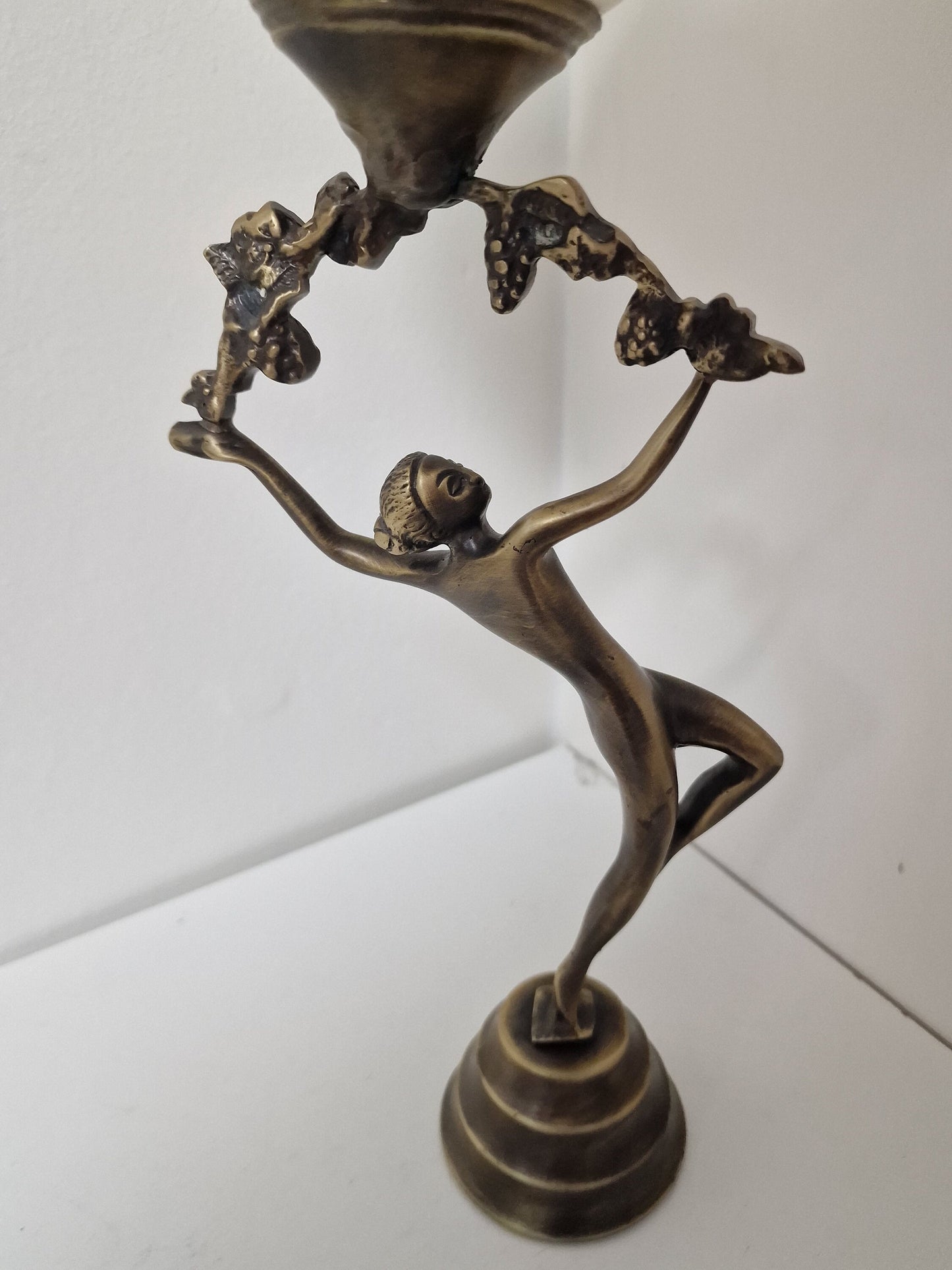 Art Nouveau Bronze Ostrich Egg Candleholder, Austrian Fauvism Decor