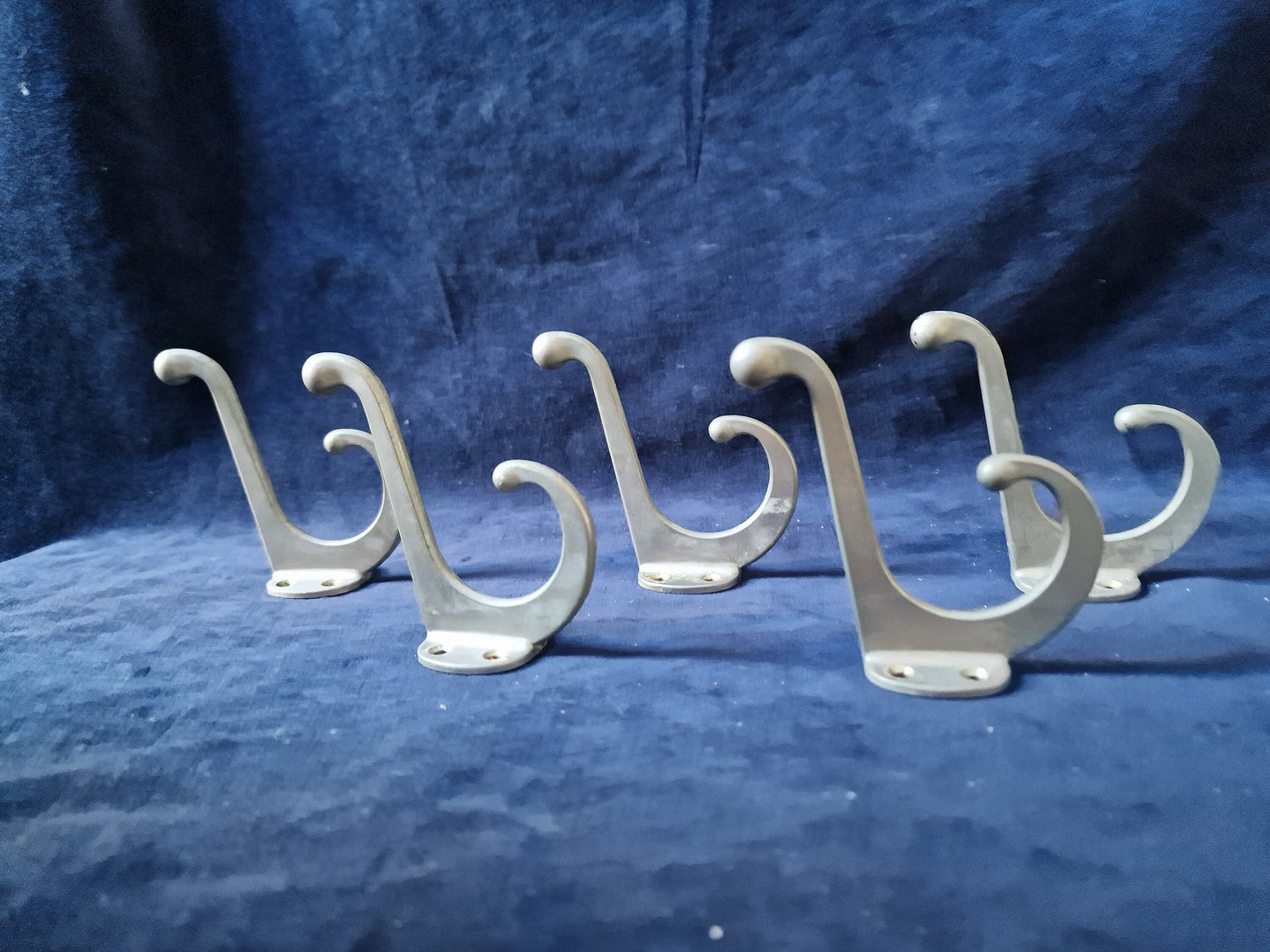 Vintage Dutch Coat Hooks Set of 5, Art Deco Double Hooks