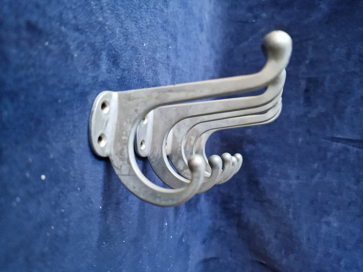 Vintage Dutch Coat Hooks Set of 5, Art Deco Double Hooks