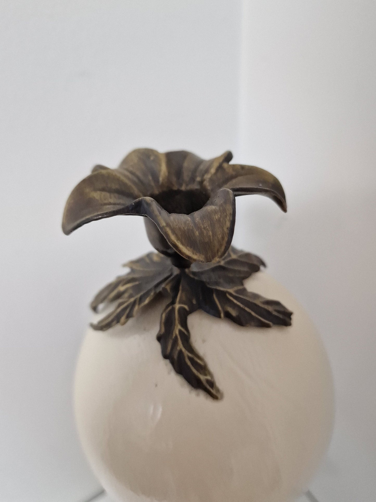 Art Nouveau Bronze Ostrich Egg Candleholder, Austrian Fauvism Decor