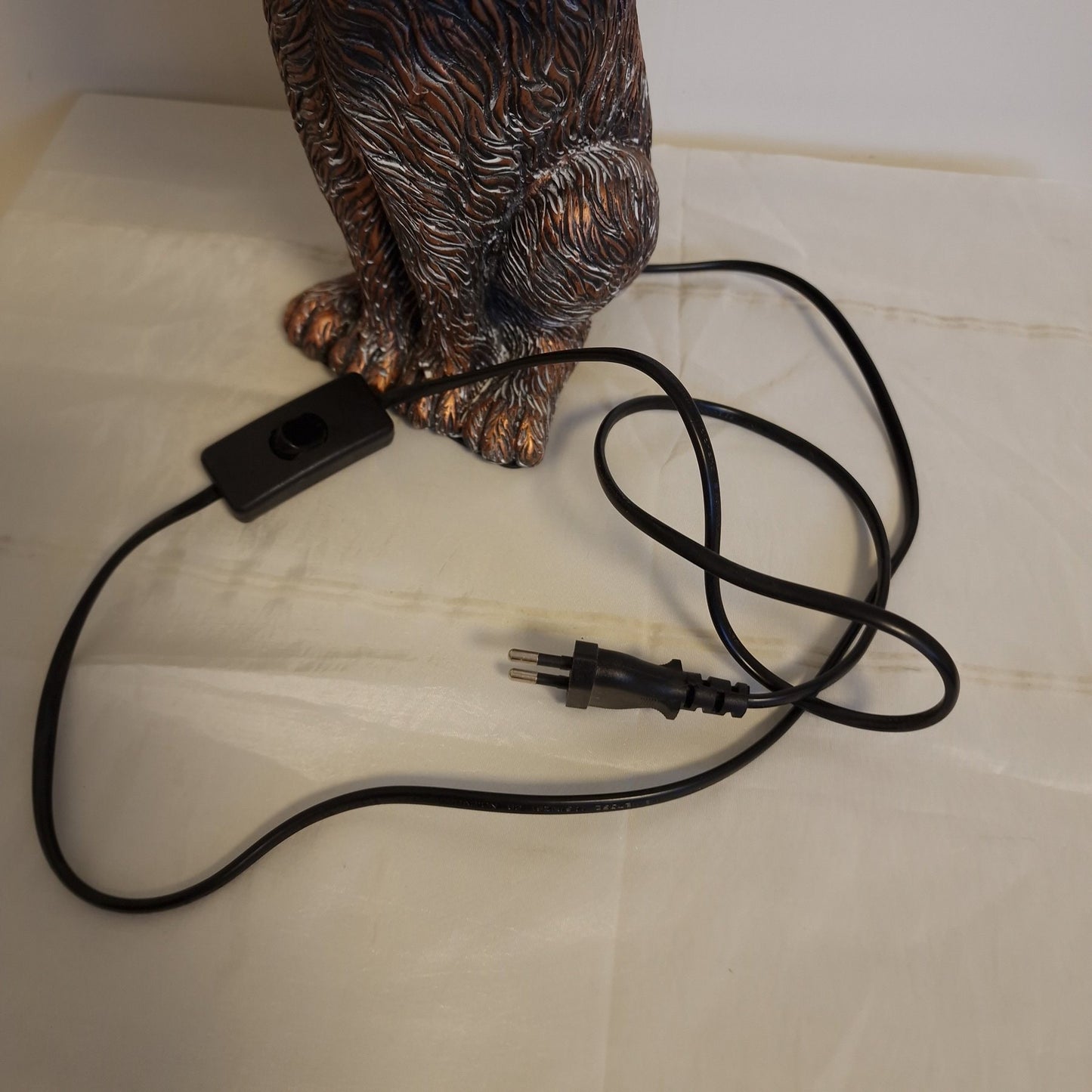 Bronze Rabbit Table Lamp, Beige Shade, Vintage Style