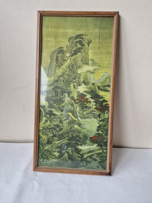 japanese painting gravure listed 1st half 20th framed vintage japan marked