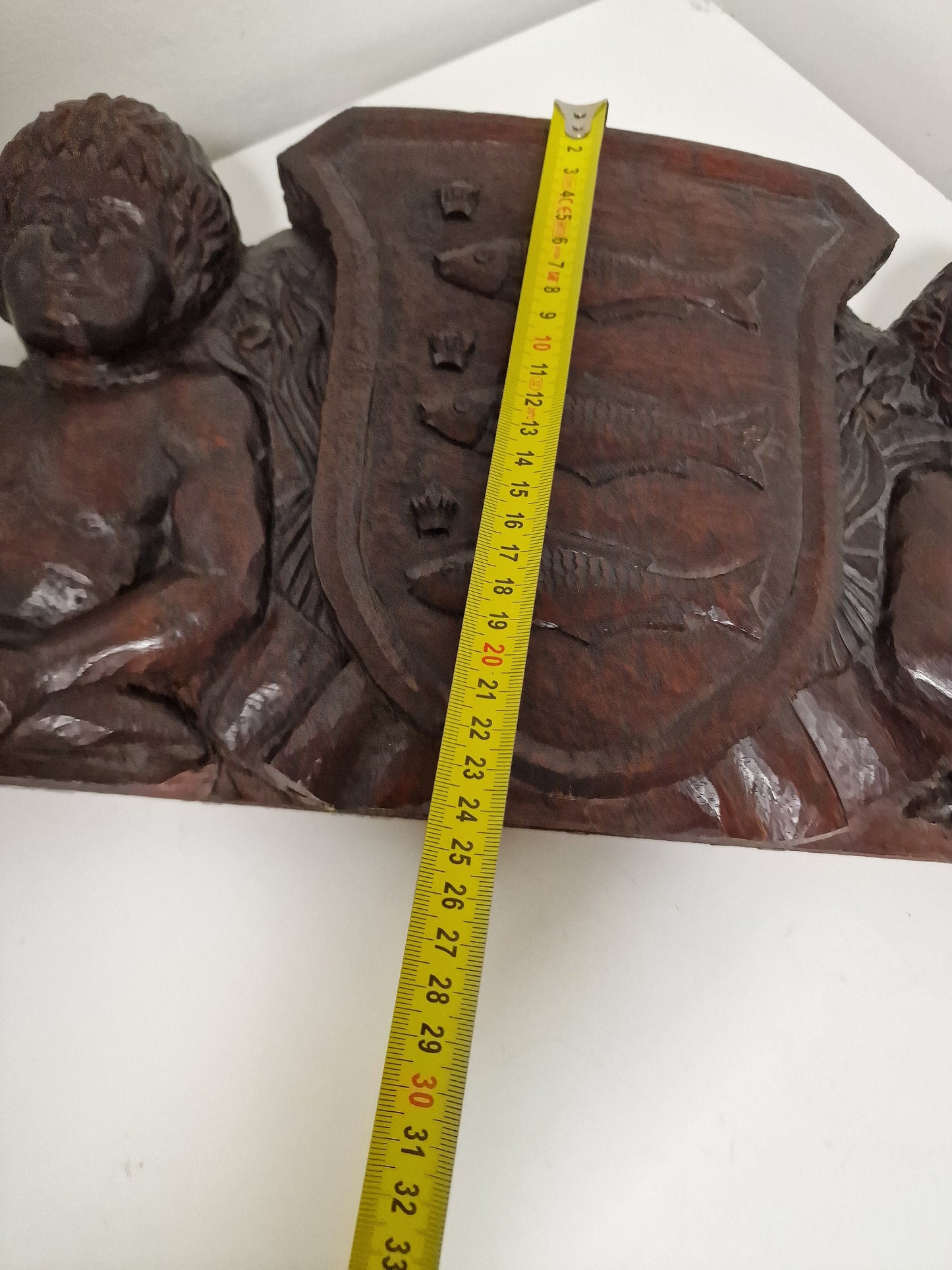 De Huybert, dutch Wagenschot antique wood panel, ship / door 18th XL oak wood handcarved, coat of arms mermaid Holland 1 meter, noble house