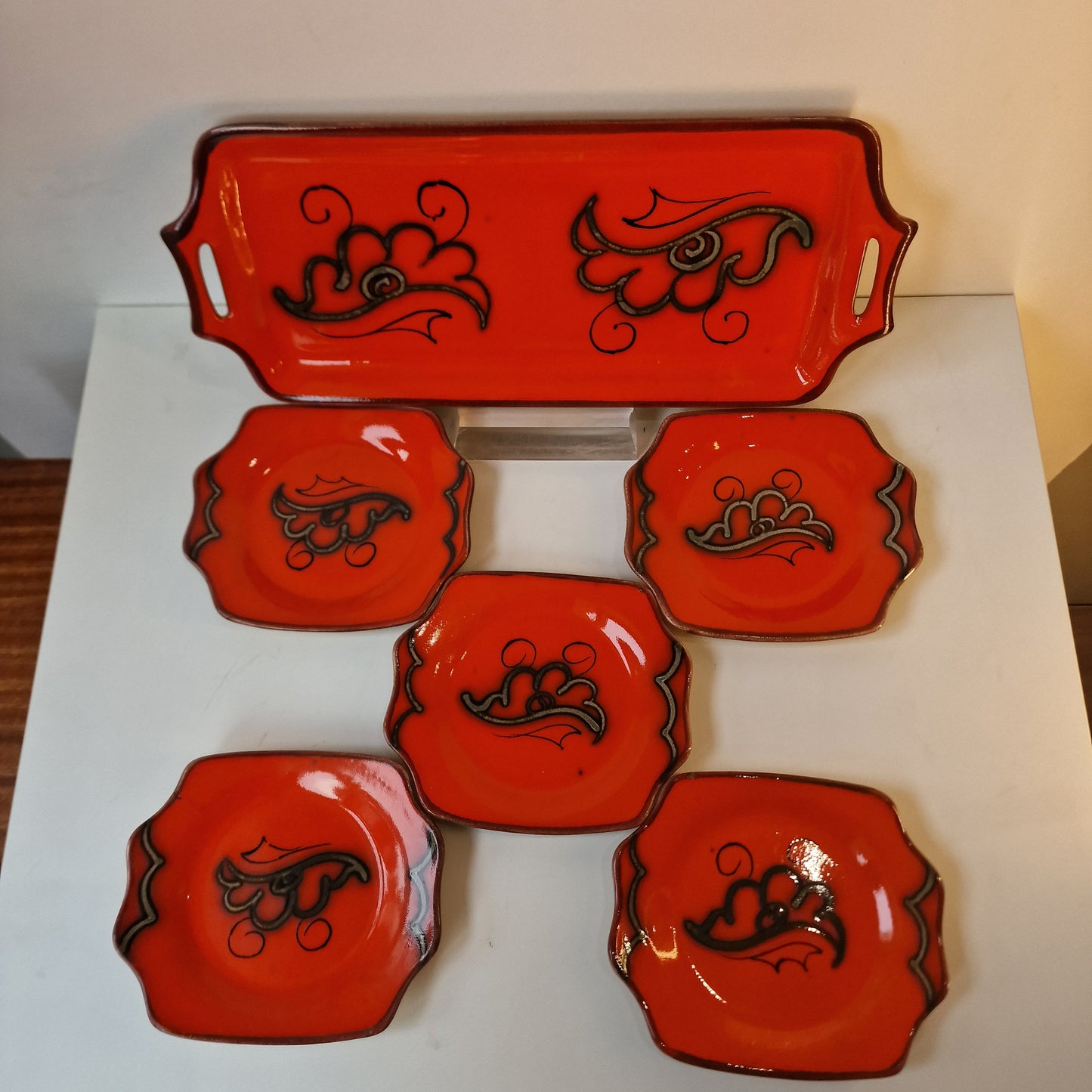 Vintage Tokio Flora Gouda Pottery Set, Hand-Painted Dutch Plateel