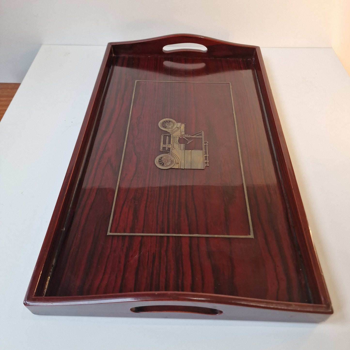 Vintage Lancel Paris Lacquered Wood Tray, MCM Centerpiece