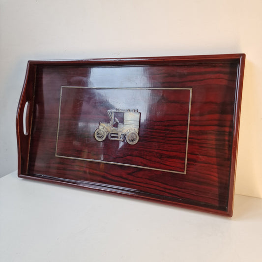 Vintage Lancel Paris Lacquered Wood Tray, MCM Centerpiece