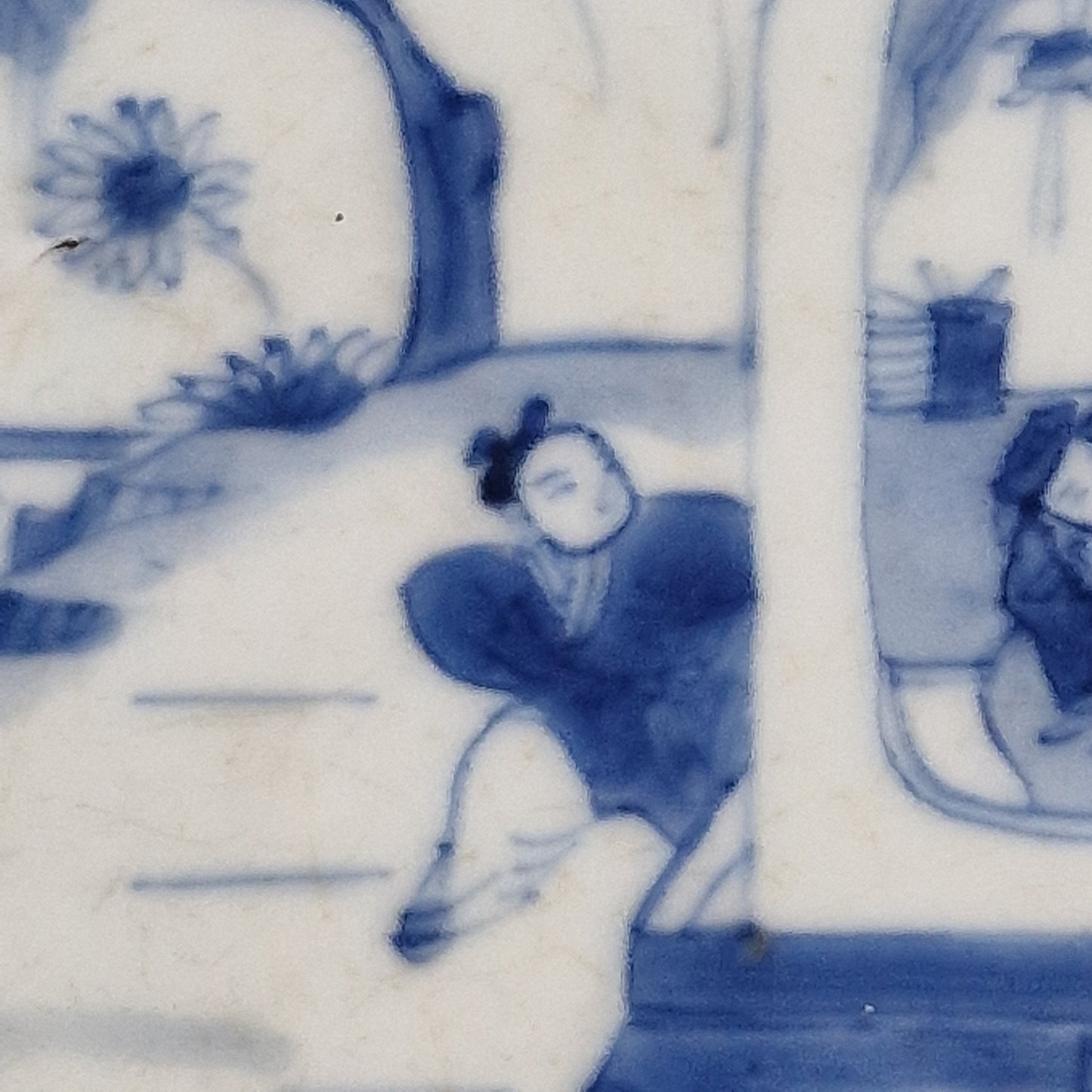 Kangxi Porcelain Plate, Mother and Child Garden Scene, c.1662-1674