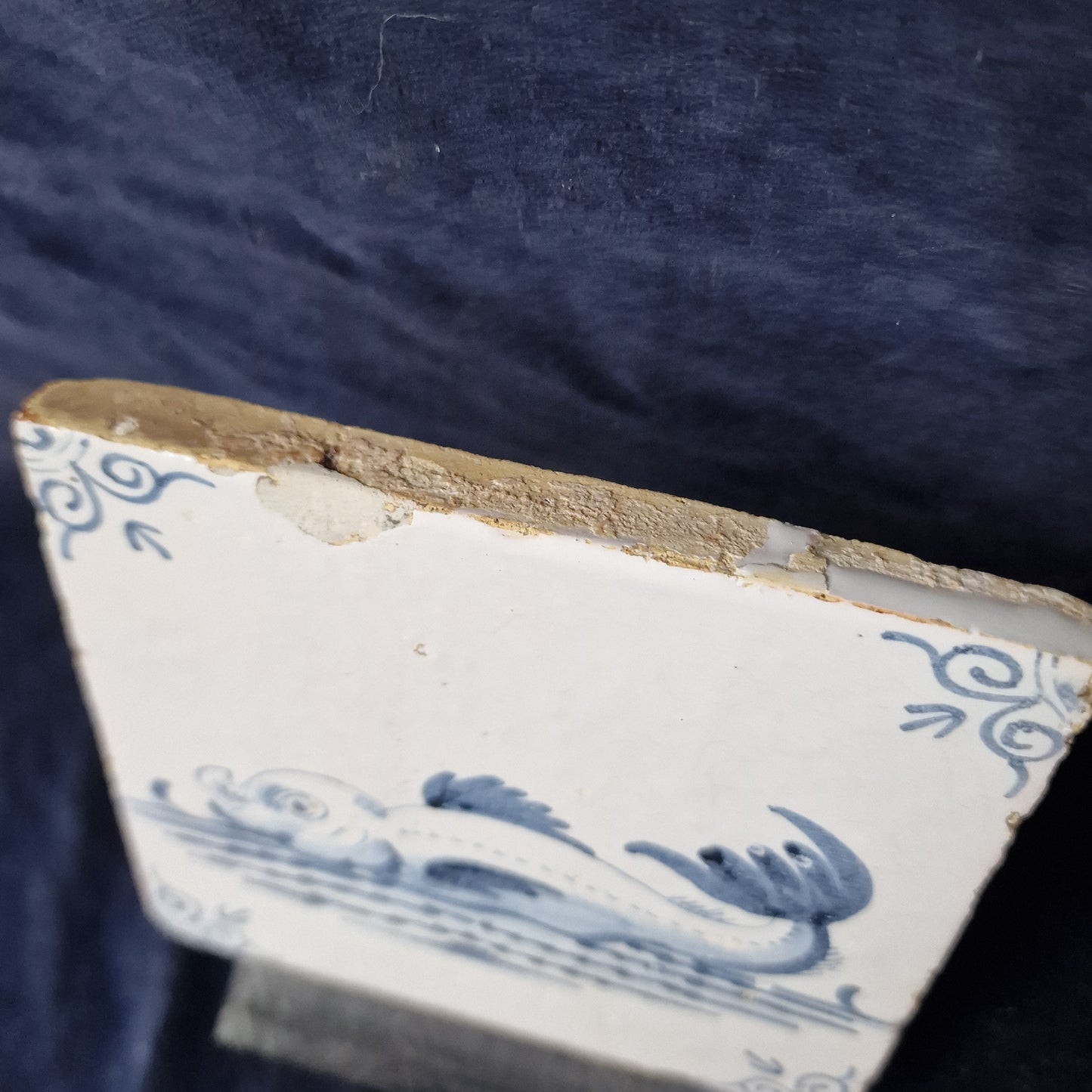 Antique Dutch Delft Tile – Fish Design, 17th Century