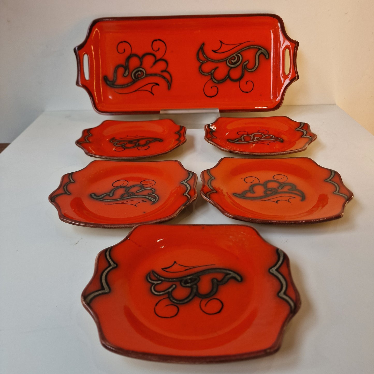Vintage Tokio Flora Gouda Pottery Set, Hand-Painted Dutch Plateel