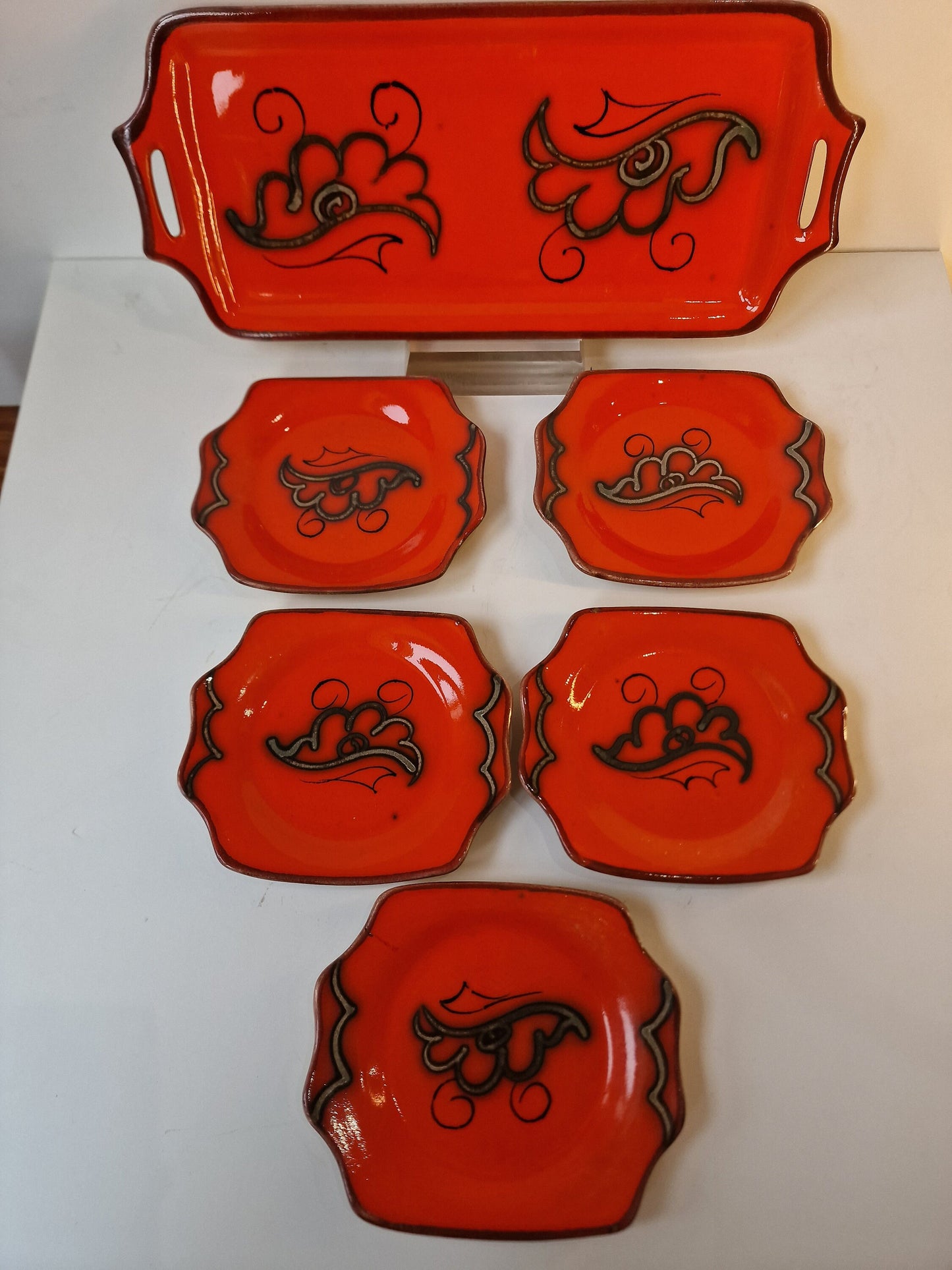 Vintage Tokio Flora Gouda Pottery Set, Hand-Painted Dutch Plateel