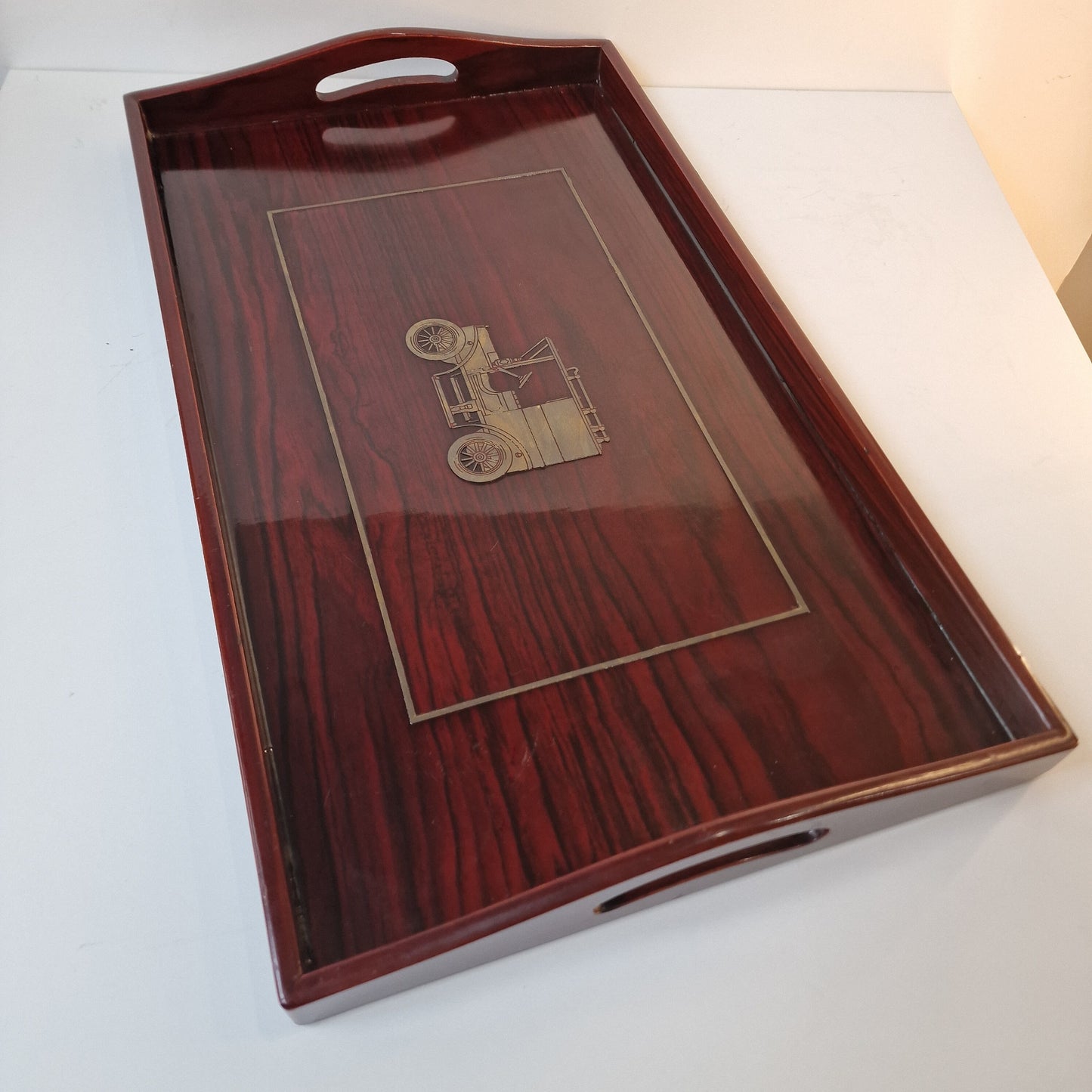 Vintage Lancel Paris Lacquered Wood Tray, MCM Centerpiece