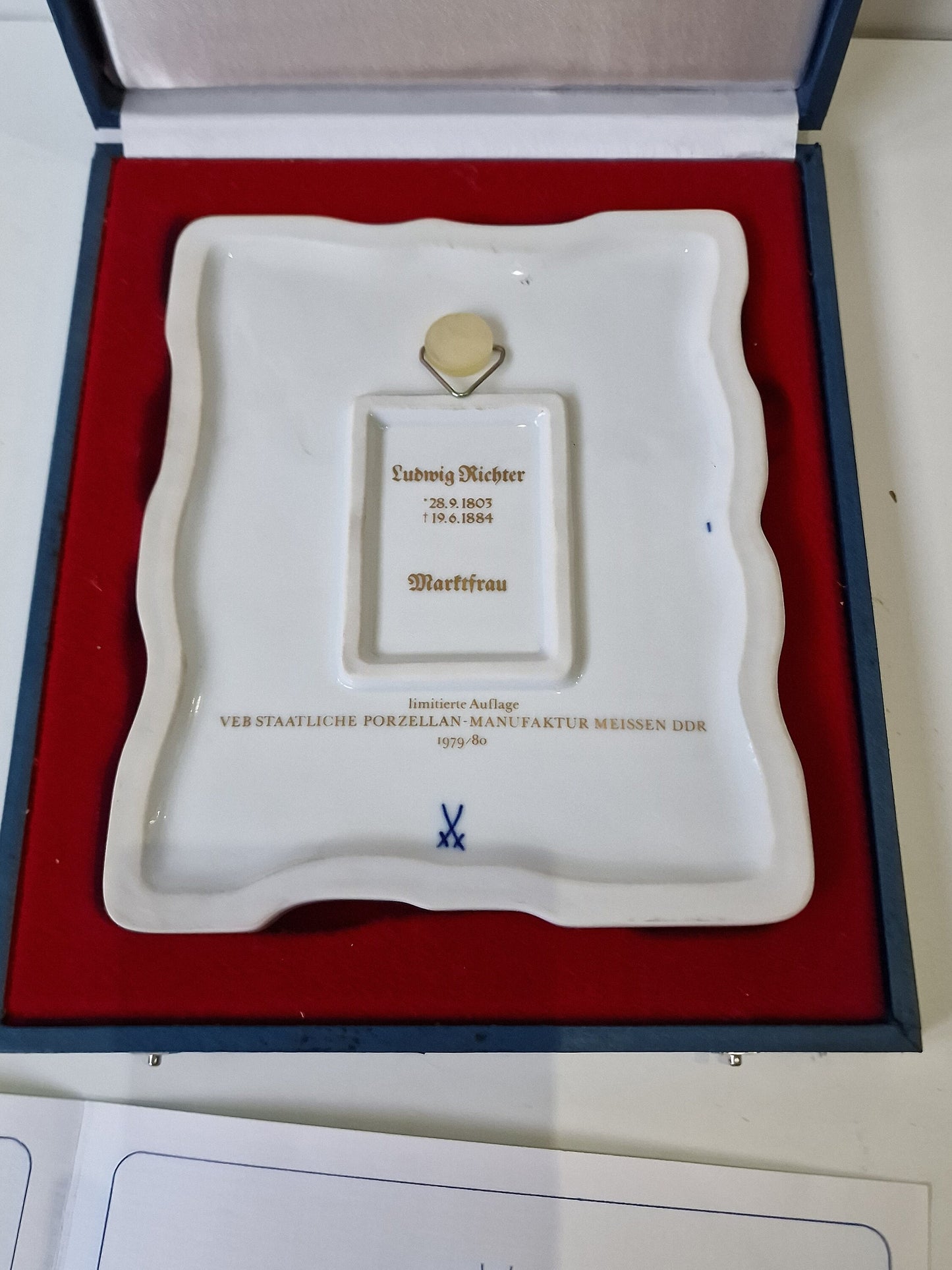 MEISSEN plaquette in doos met certificaat, poet plaque, limited edition Ludwig Richter porcelain