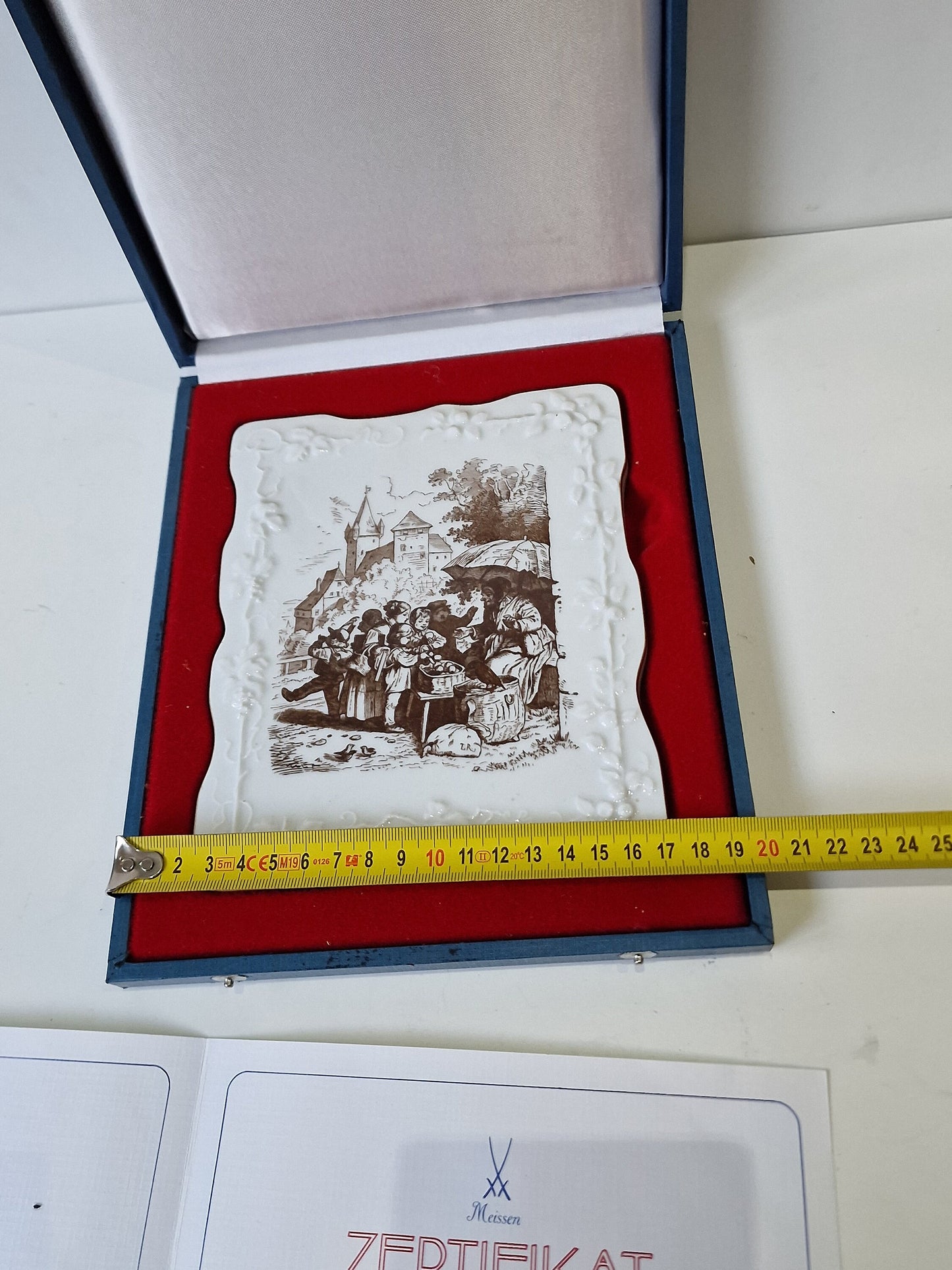MEISSEN plaquette in doos met certificaat, poet plaque, limited edition Ludwig Richter porcelain