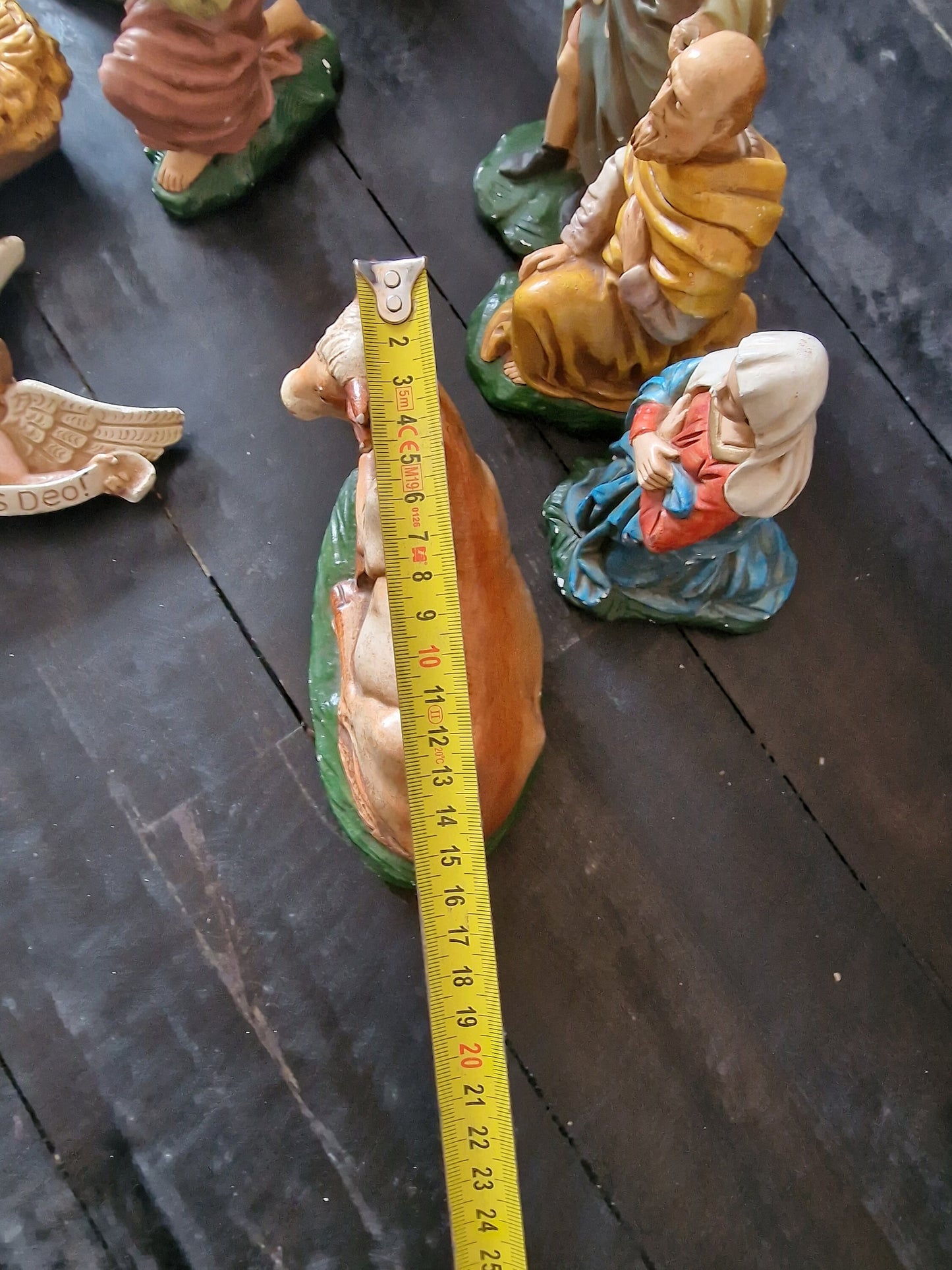 Antique 19th Century Polychrome Nativity Scene, Christmas Kerstgroep