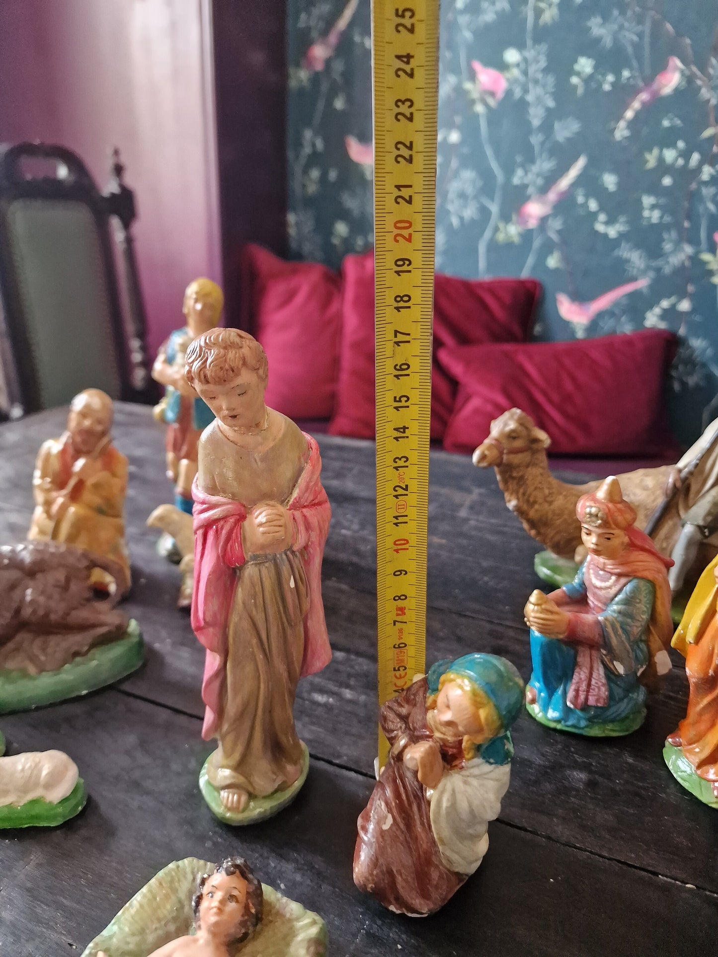 Antique Art Nouveau Polychrome Nativity Scene, ca 1910-1920