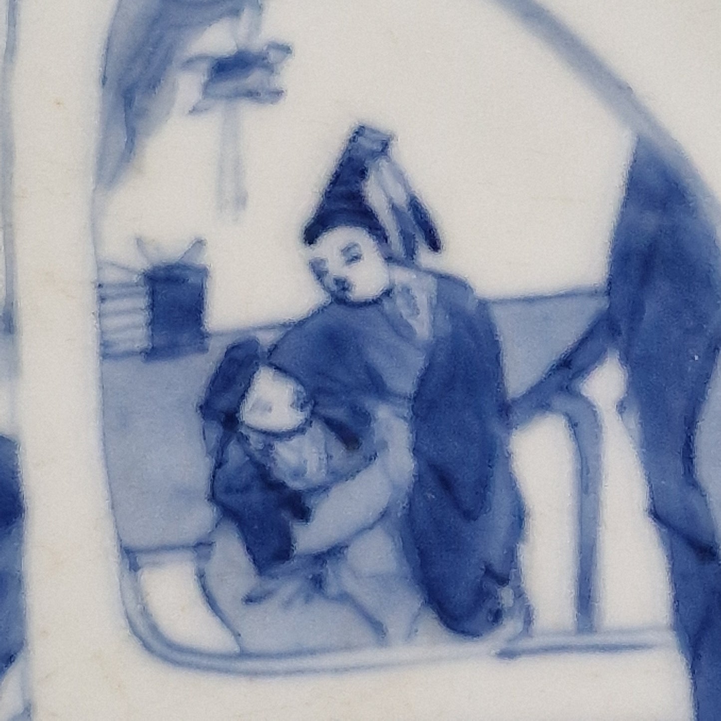 Kangxi Porcelain Plate, Mother and Child Garden Scene, c.1662-1674