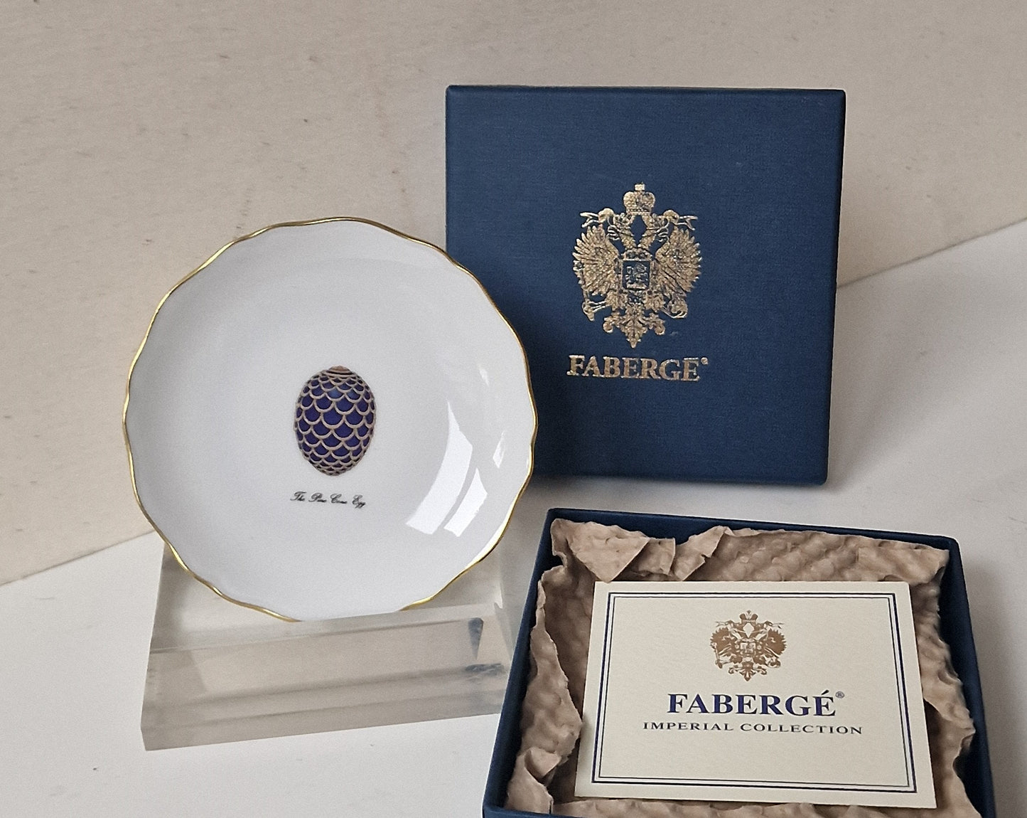 Fabergé Imperial Porcelain Dish, Gilt Jewelry Bowl, with Box & COA faberge