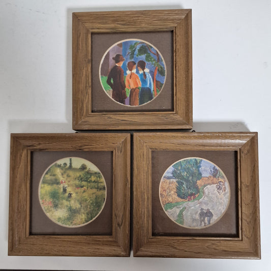 3 impressionist small framed painting, Impressionistisch kunstenaar Beek french wood, galerie messchede germany