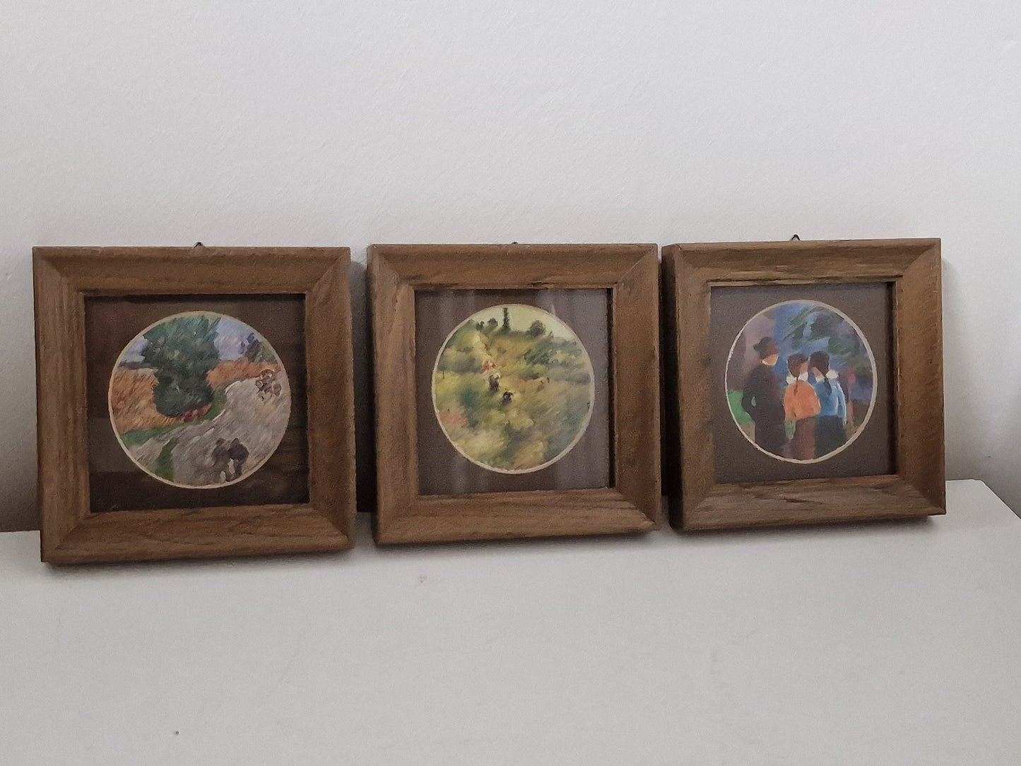 3 impressionist small framed painting, Impressionistisch kunstenaar Beek french wood, galerie messchede germany