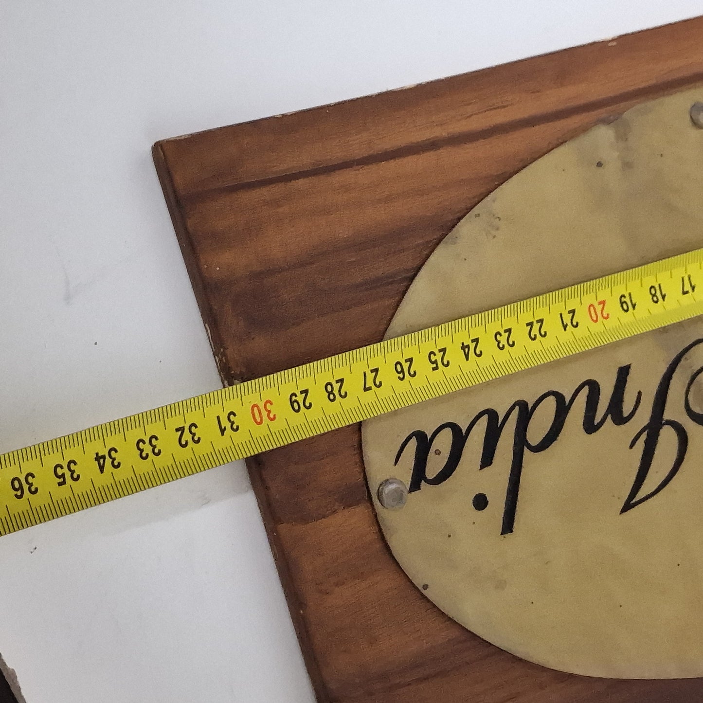 British India: kolonial plate 'out of india' wood copper antiques