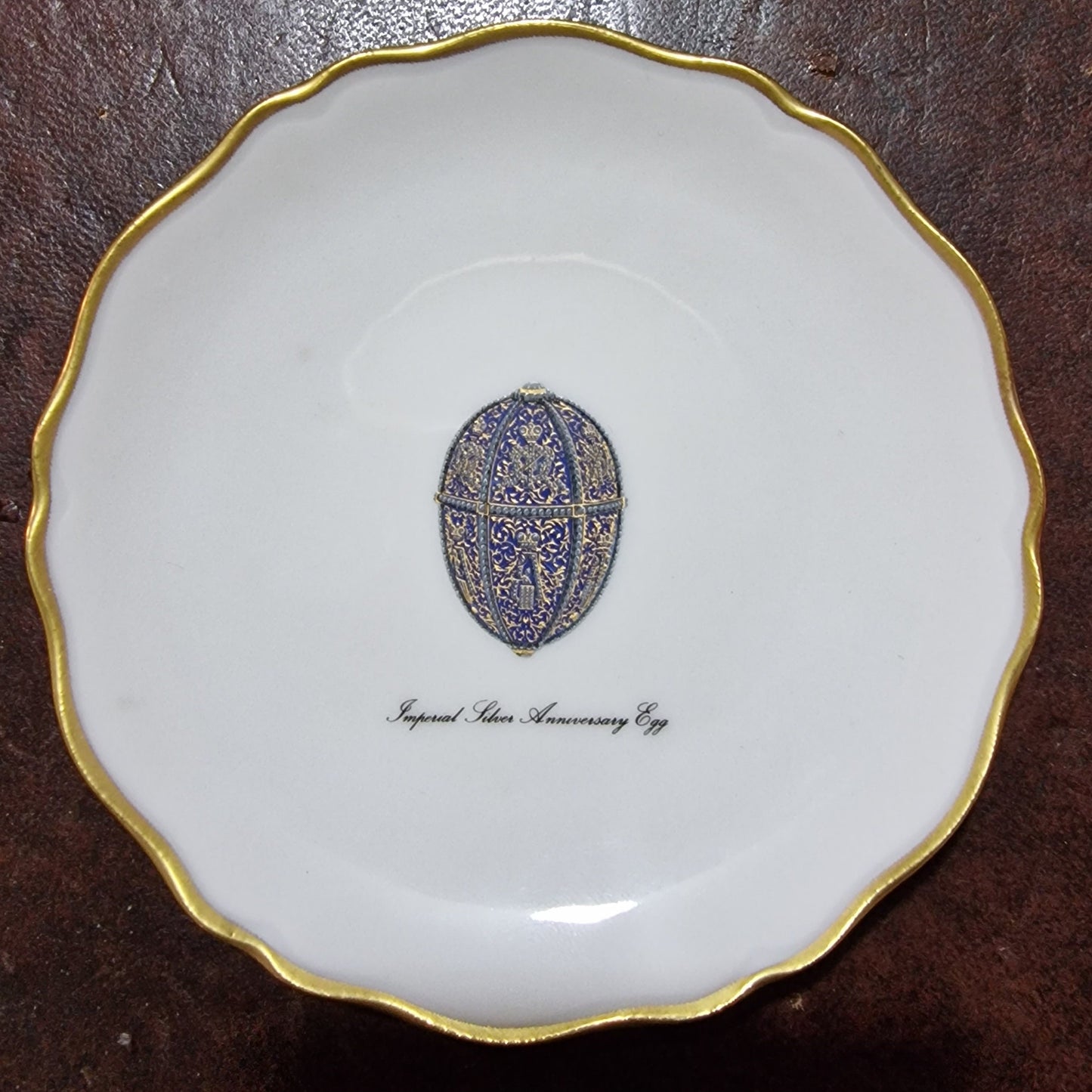 Fabergé Porcelain Gilt Jewelry Dish, Imperial Egg Design